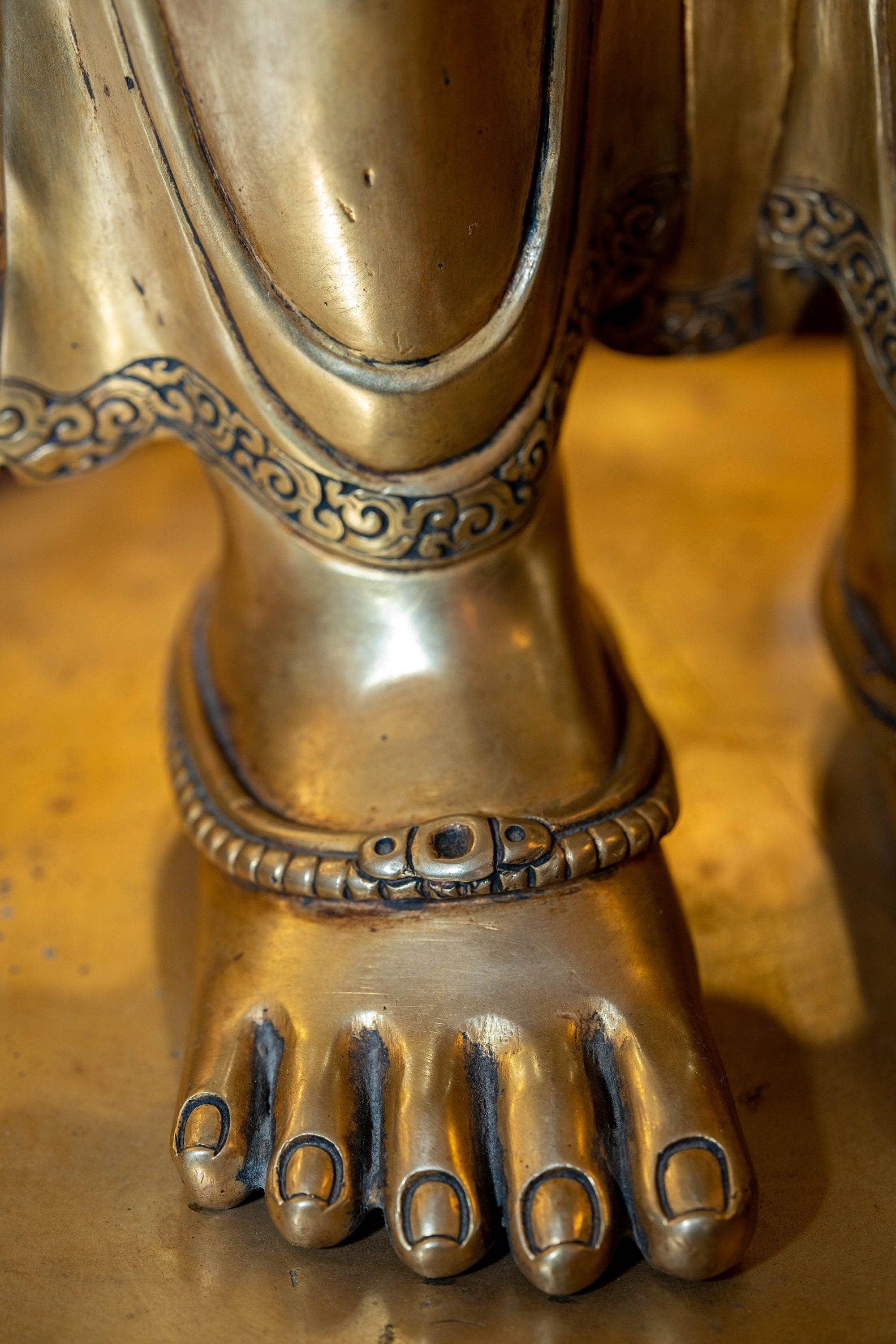 Copper Gilt Standing Green Tara - Himalayas Shop
