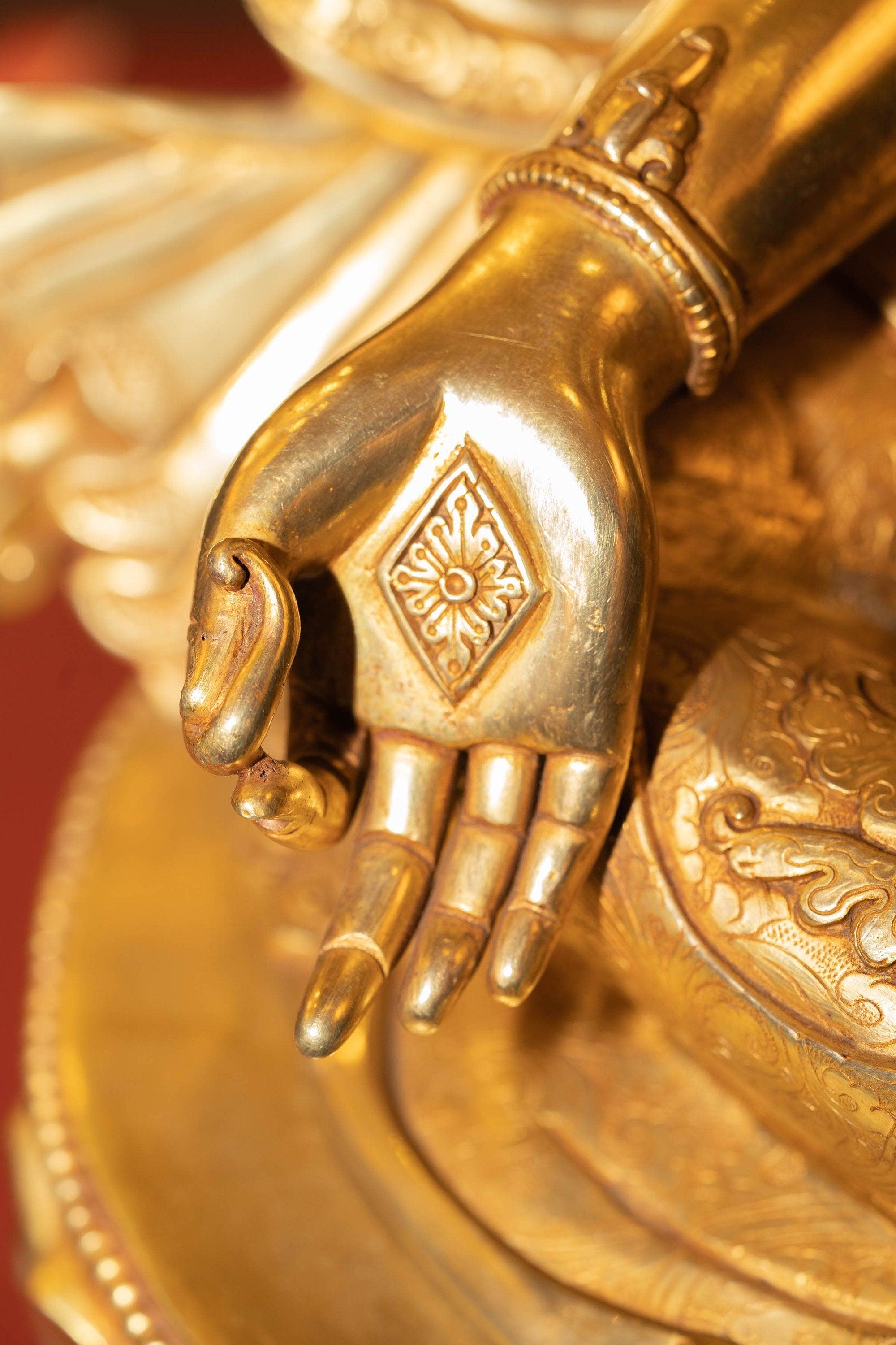 Green Tara Statue with Gold Plating - Himalayas Shop