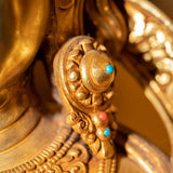 Green Tara Statue with Gold Plating - Himalayas Shop