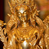 Green Tara Statue with Gold Plating - Himalayas Shop