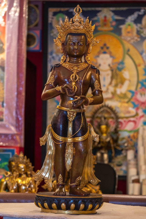 Exclusive collection piece of Buddha Bajrasattva in standing position large size with gold jeweler 
