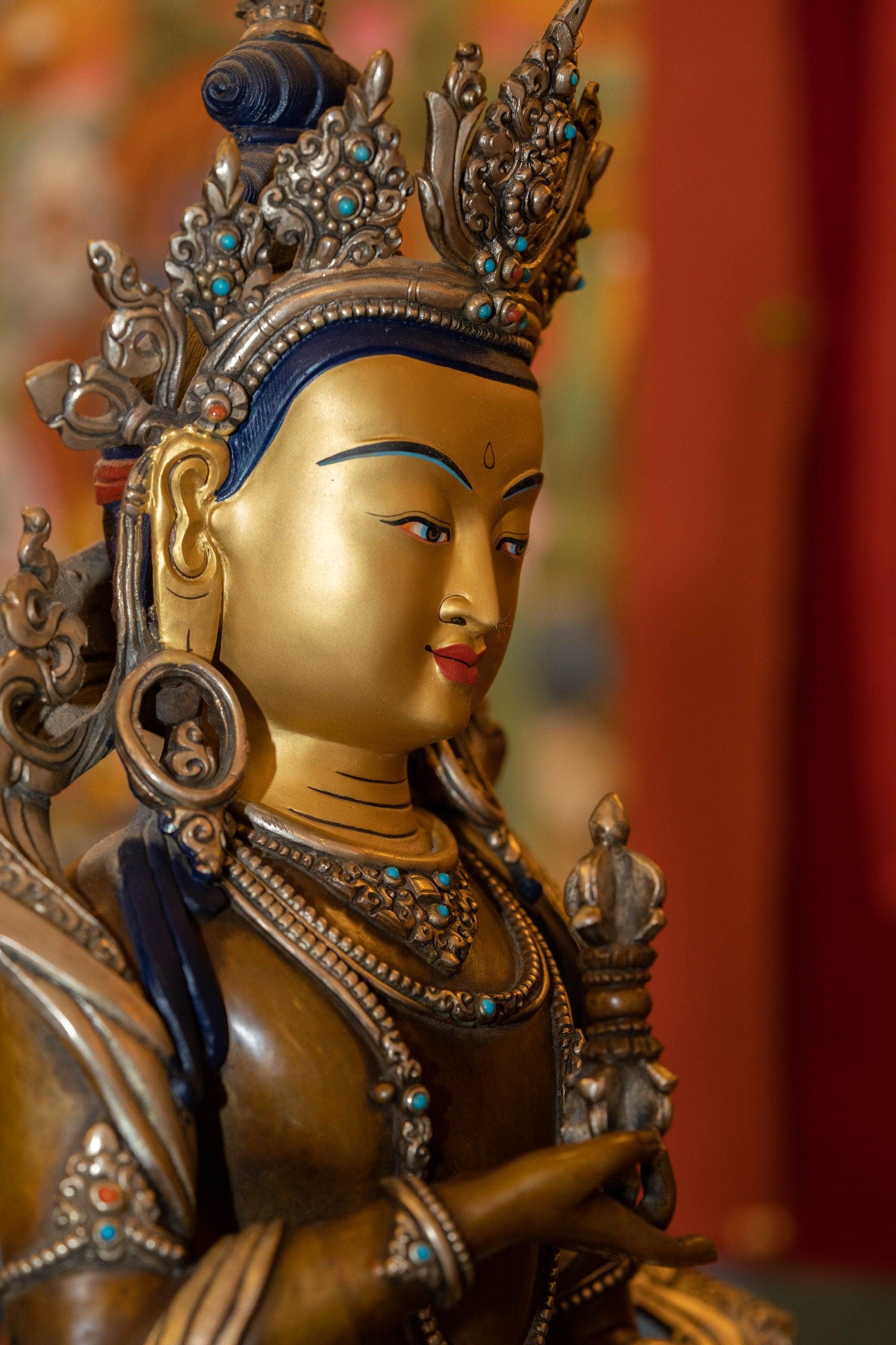 Gold Plated Bajrasattva Statue - Himalayas Shop