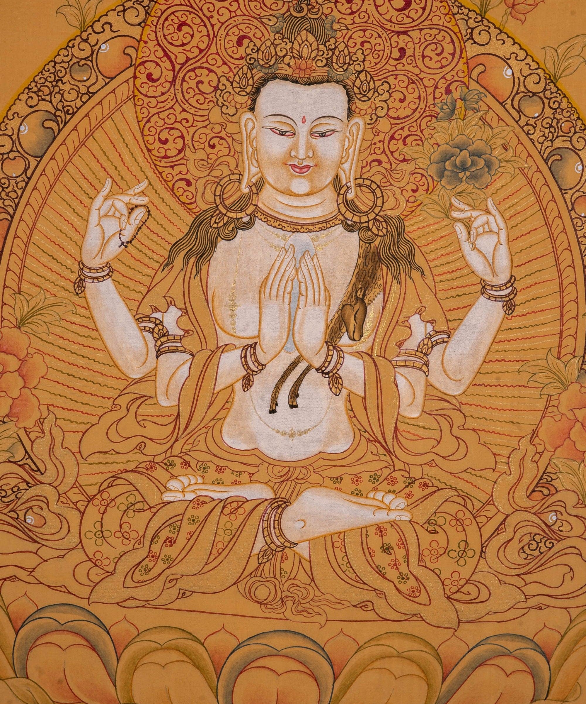Chenrezig Thangka Painting - Himalayas Shop