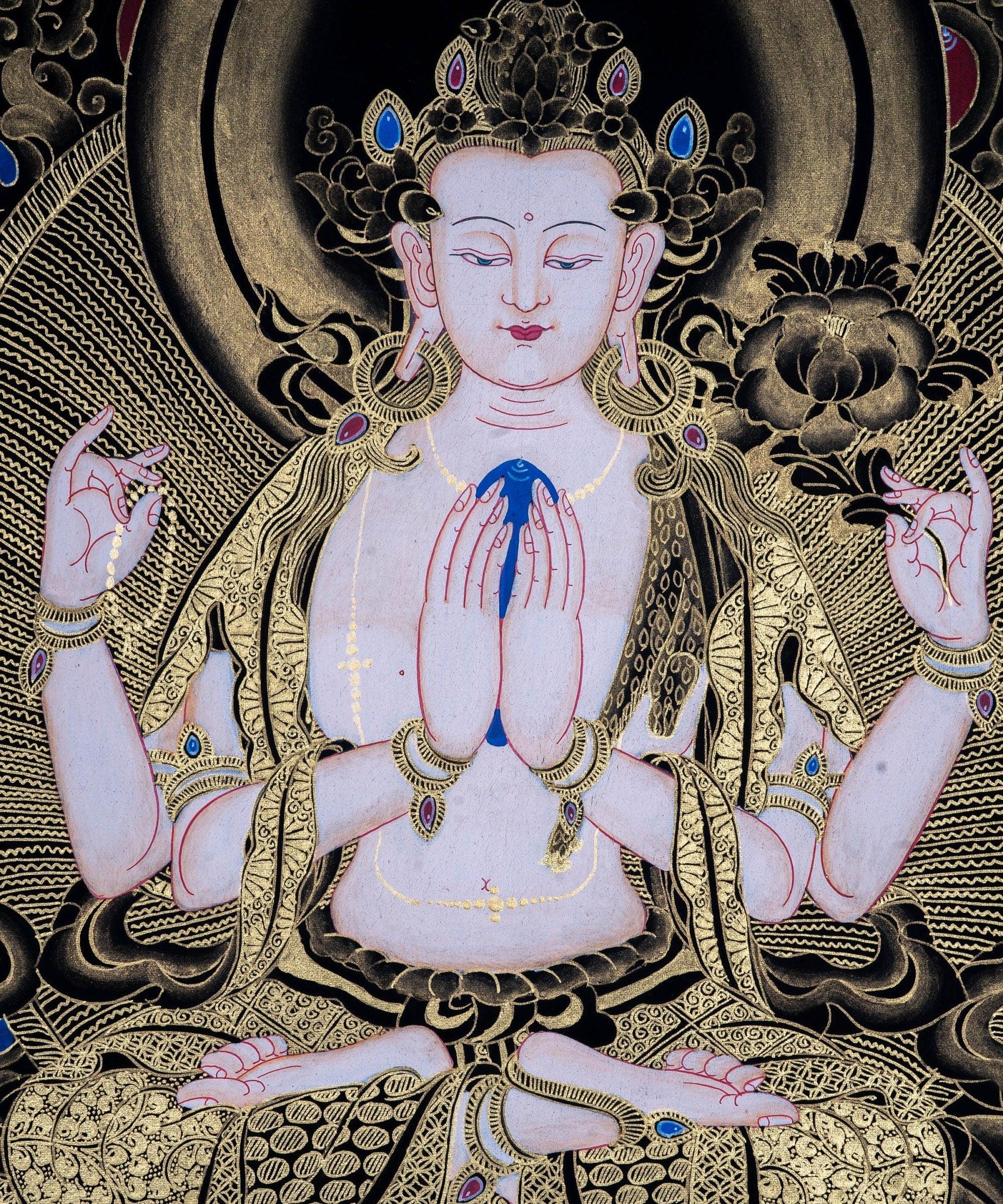 Beautiful Chenrezig thangka painting