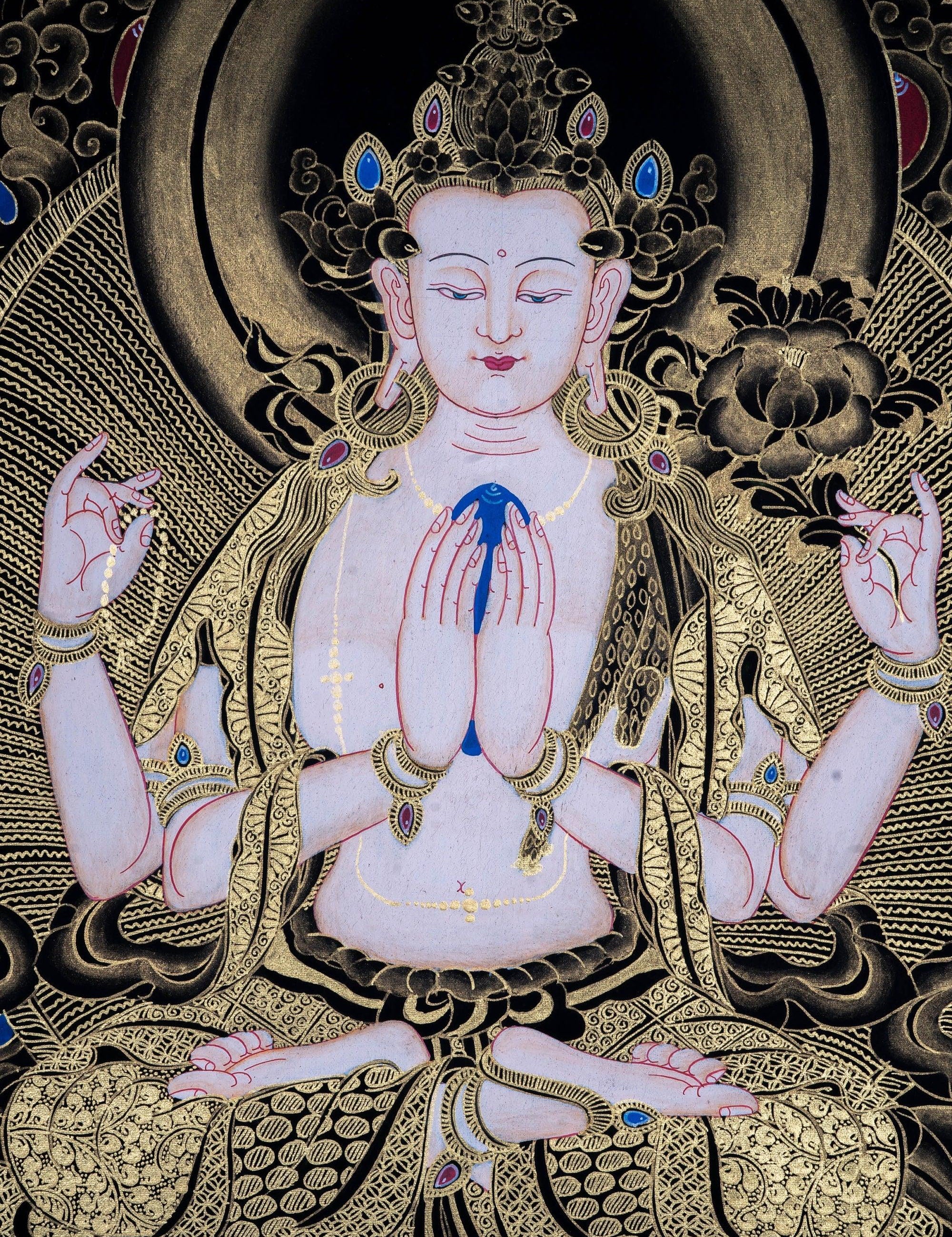Beautiful Chenrezig thangka painting