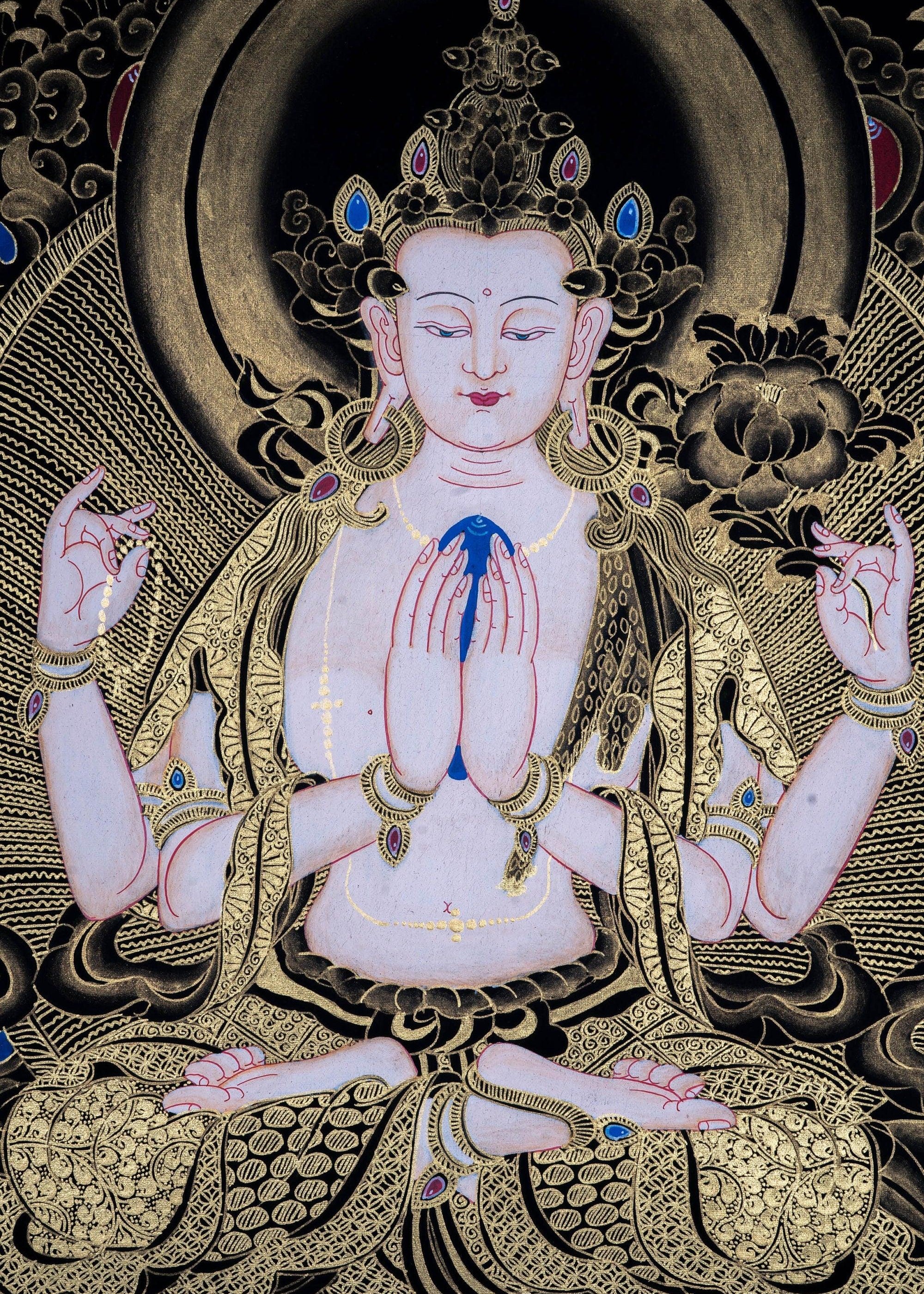 Beautiful Chenrezig thangka painting