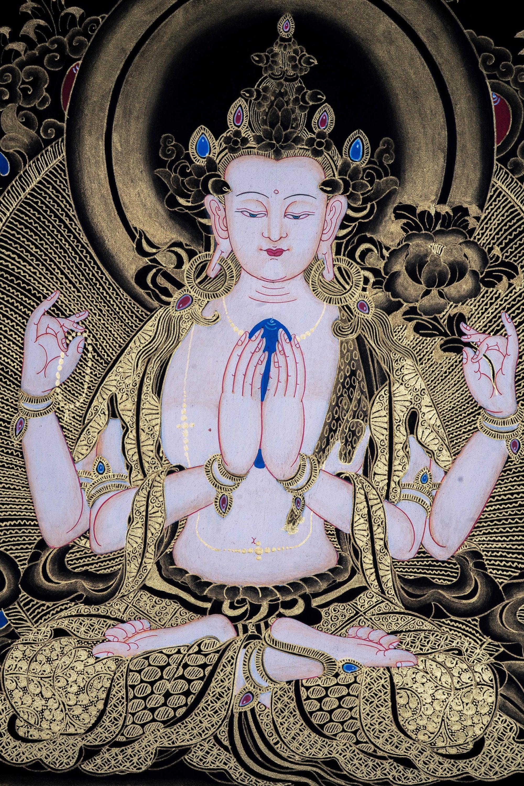 Beautiful Chenrezig thangka painting
