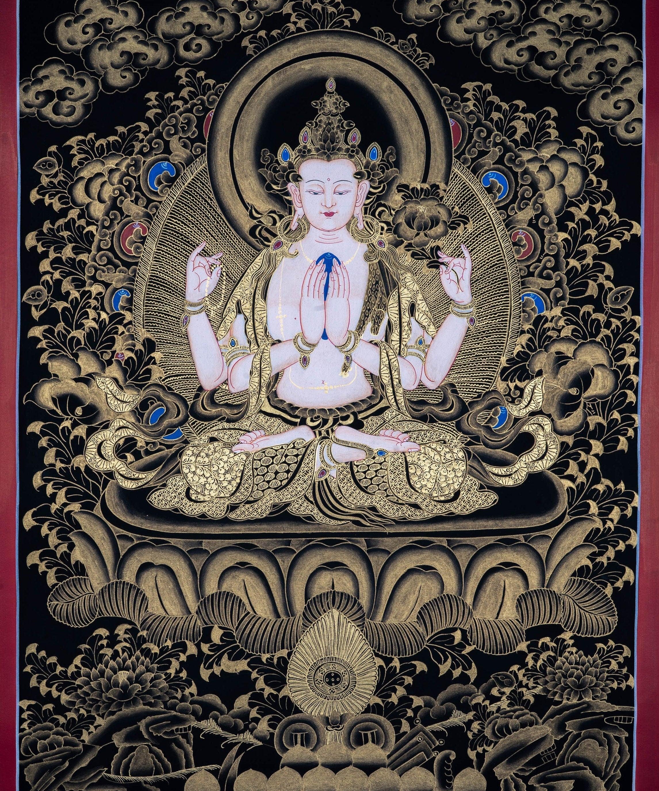 Beautiful Chenrezig thangka painting