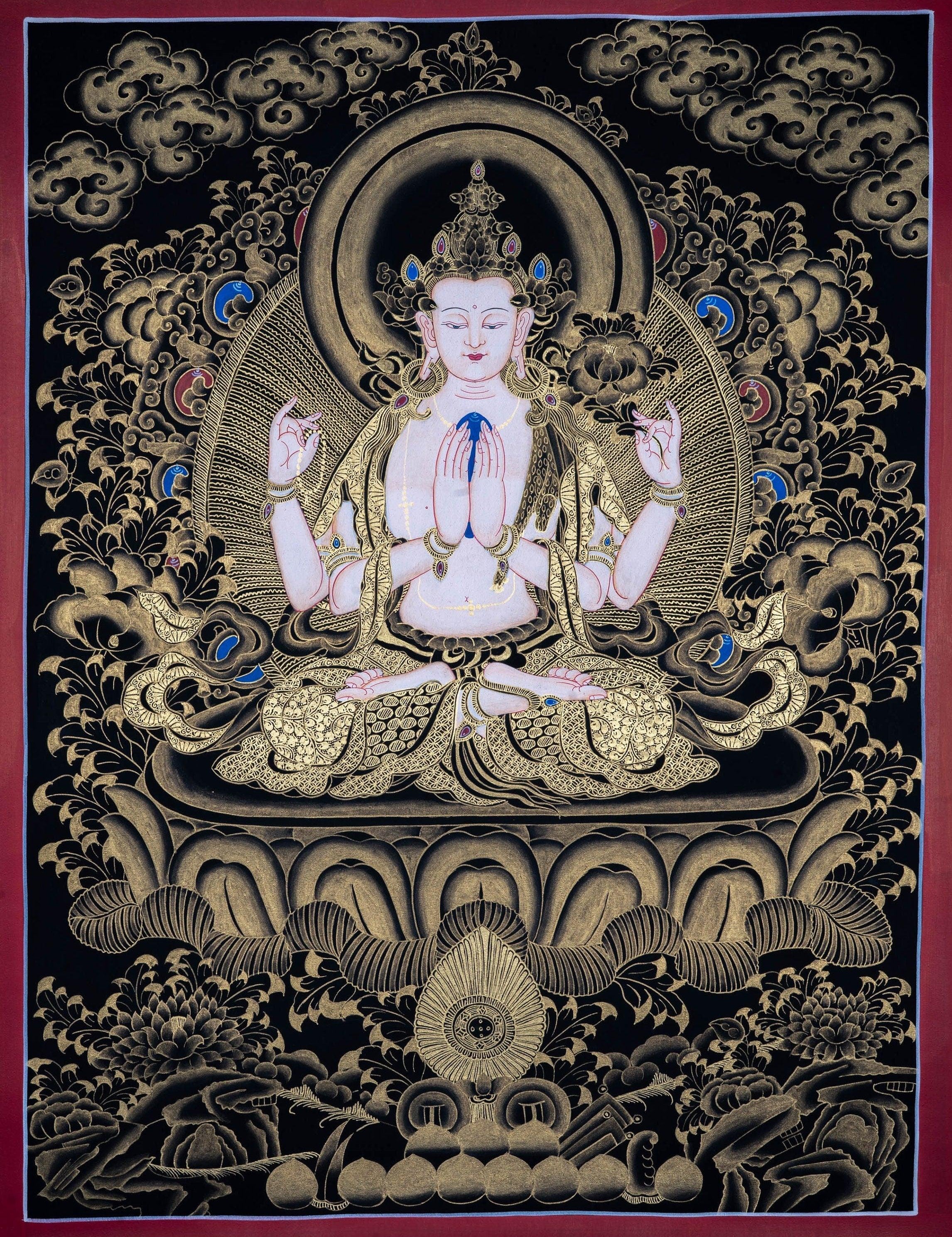Beautiful Chenrezig thangka painting