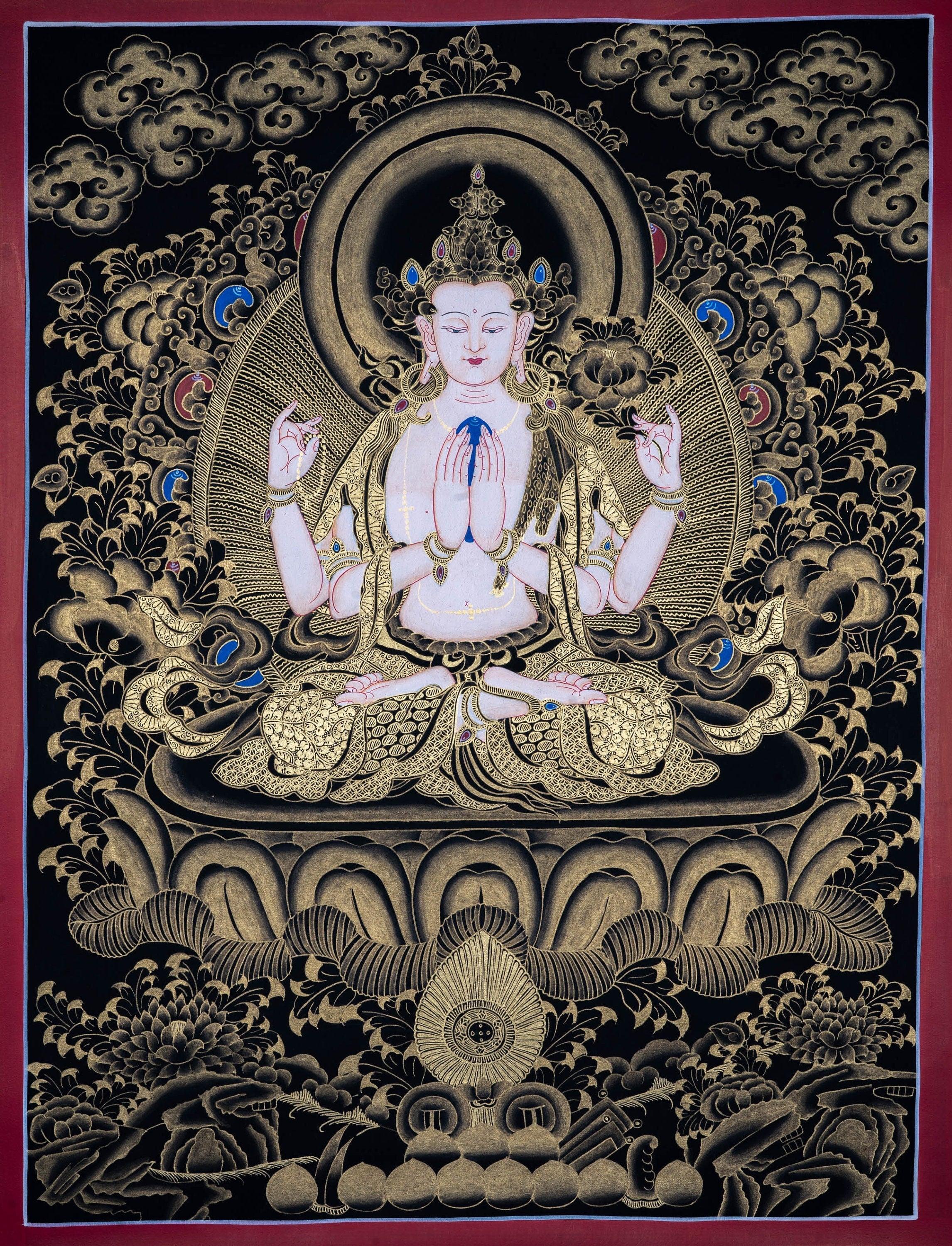 Beautiful Chenrezig thangka painting