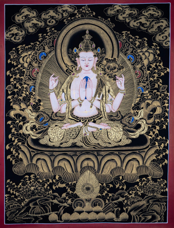 Beautiful Chenrezig thangka painting