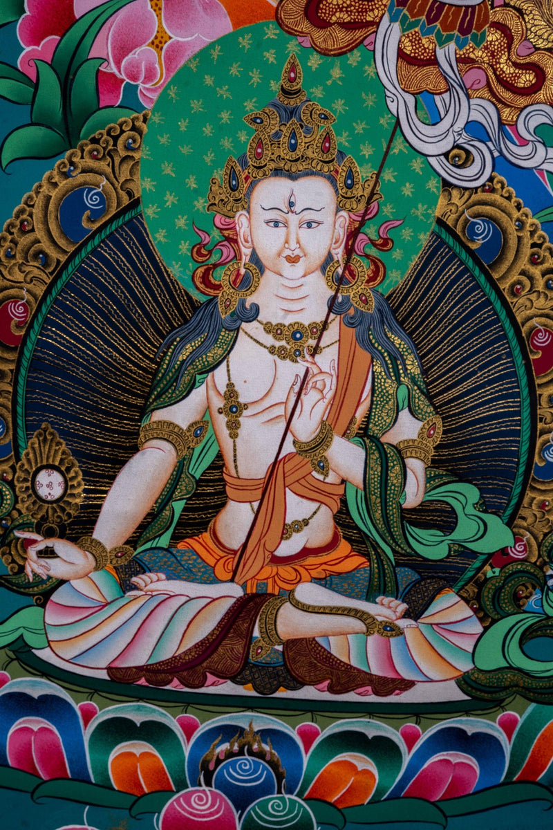 Beautiful Compassionate Green Tara Thangka Painting - Himalayas Shop