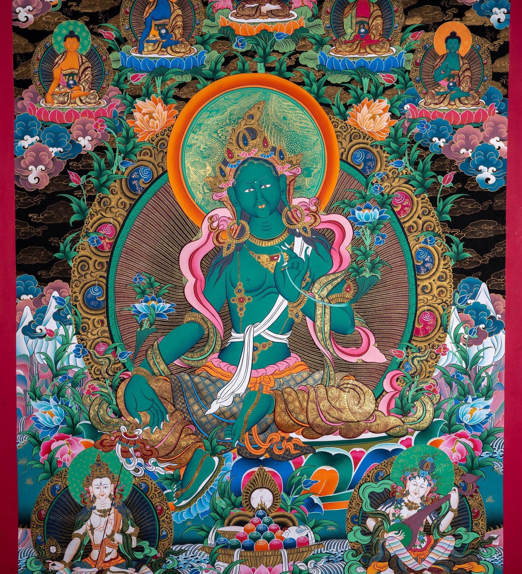 Beautiful Compassionate Green Tara Painting