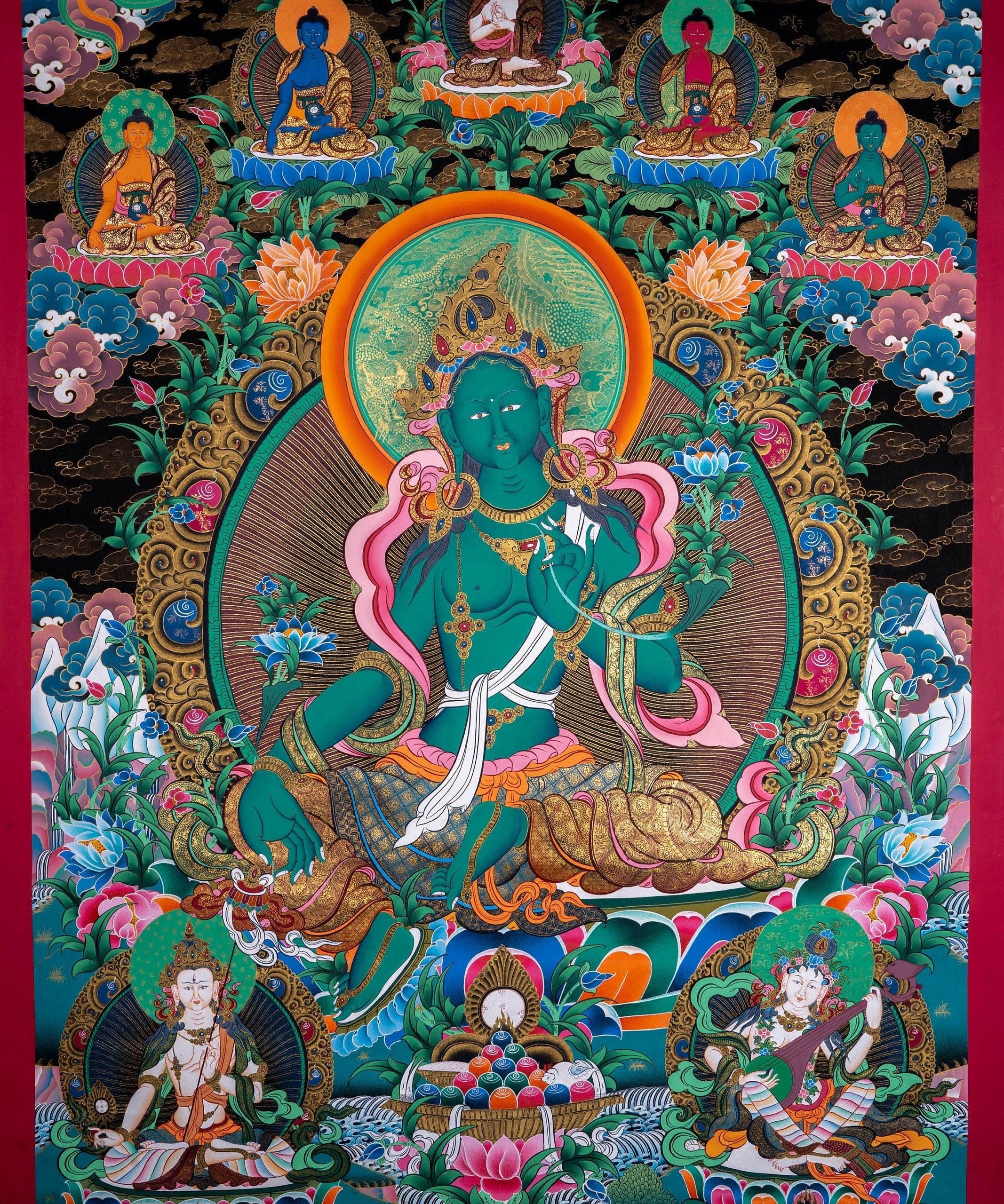 Beautiful Compassionate Green Tara Painting