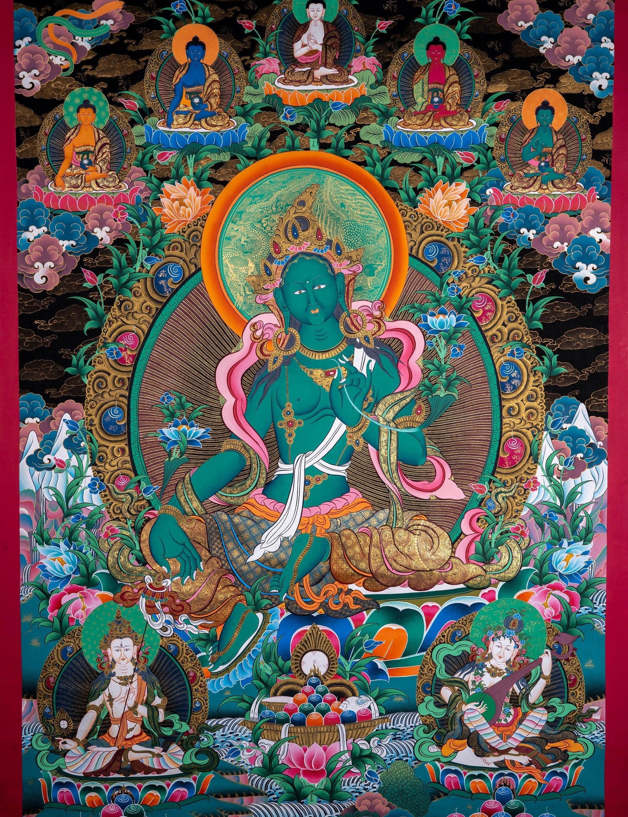 Beautiful Compassionate Green Tara Painting