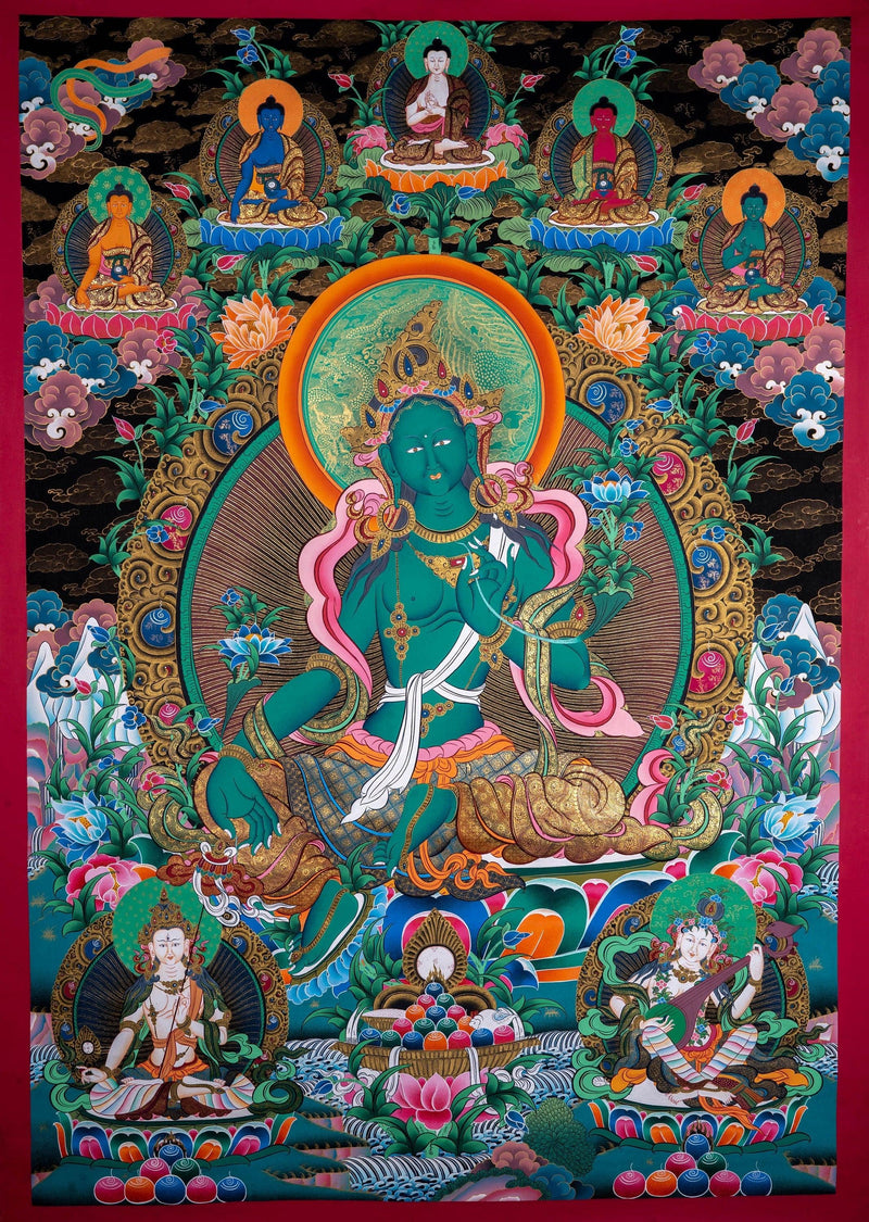 Beautiful Compassionate Green Tara Painting