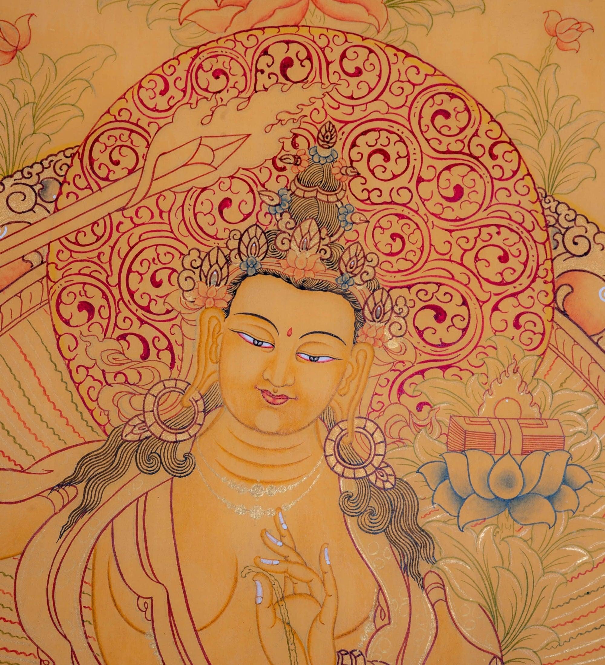 Genuine Hand Painting - Prajnaparmita, Manjushri thangka