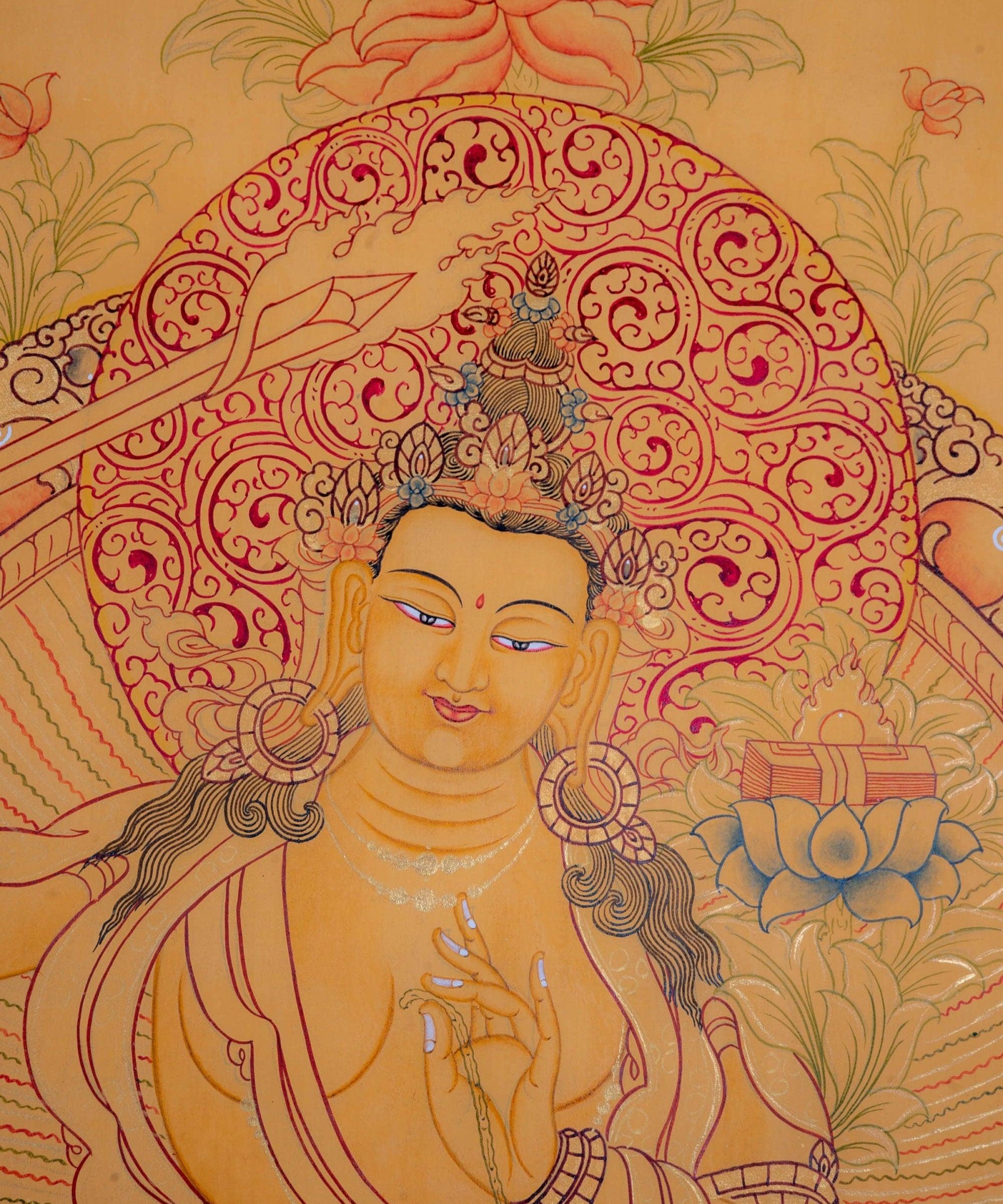Genuine Hand Painting - Prajnaparmita, Manjushri thangka