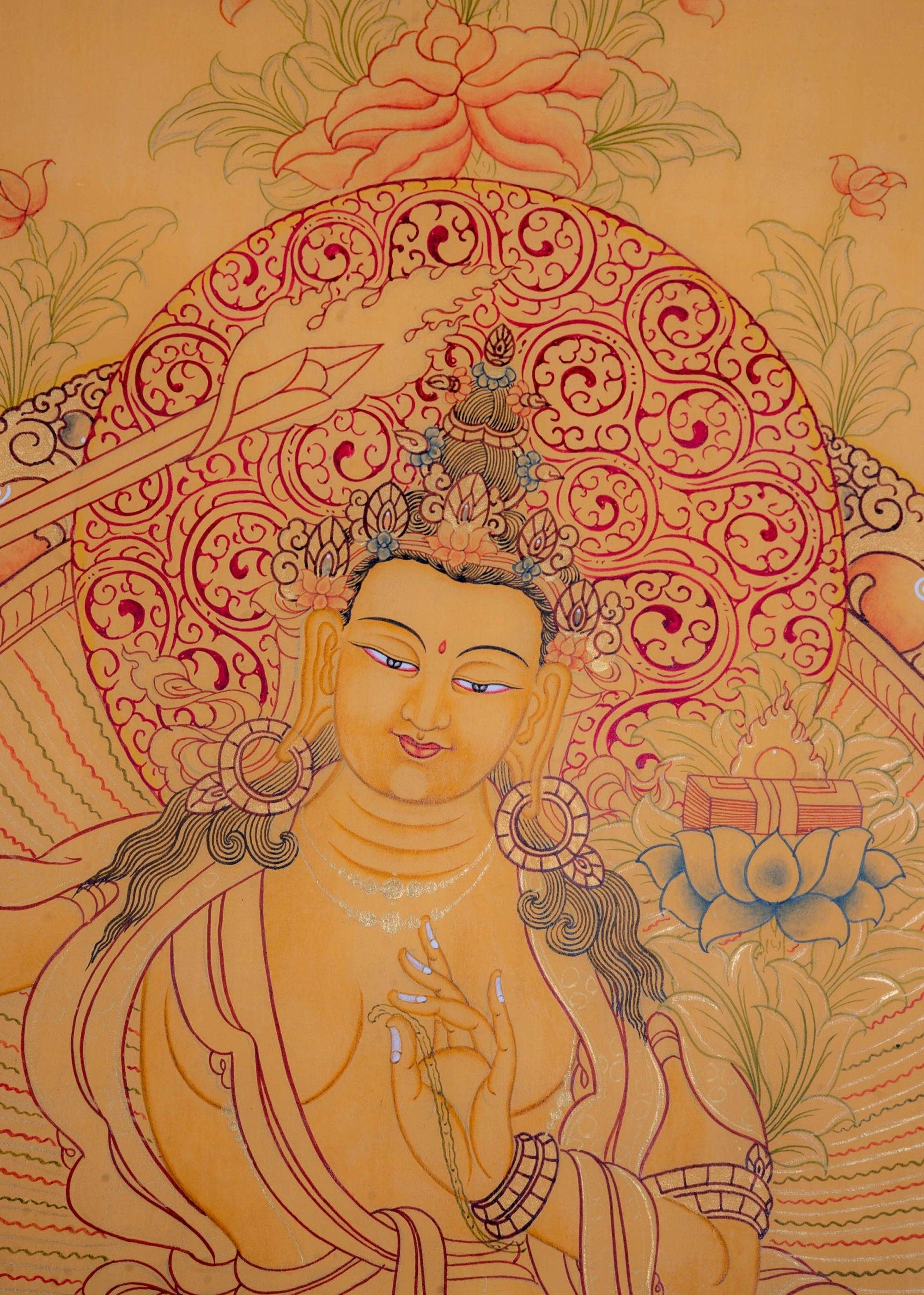 Genuine Hand Painting - Prajnaparmita, Manjushri thangka