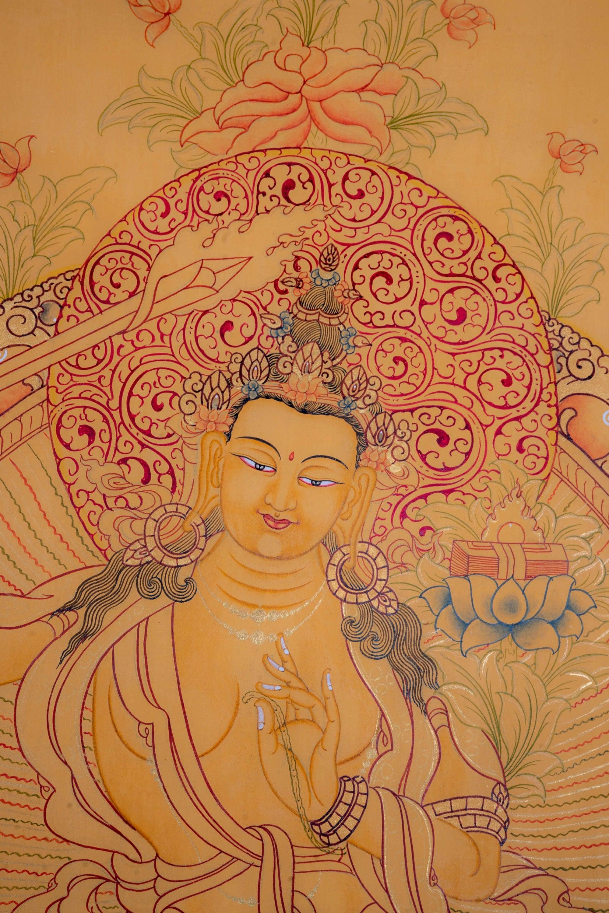 Genuine Hand Painting - Prajnaparmita, Manjushri thangka