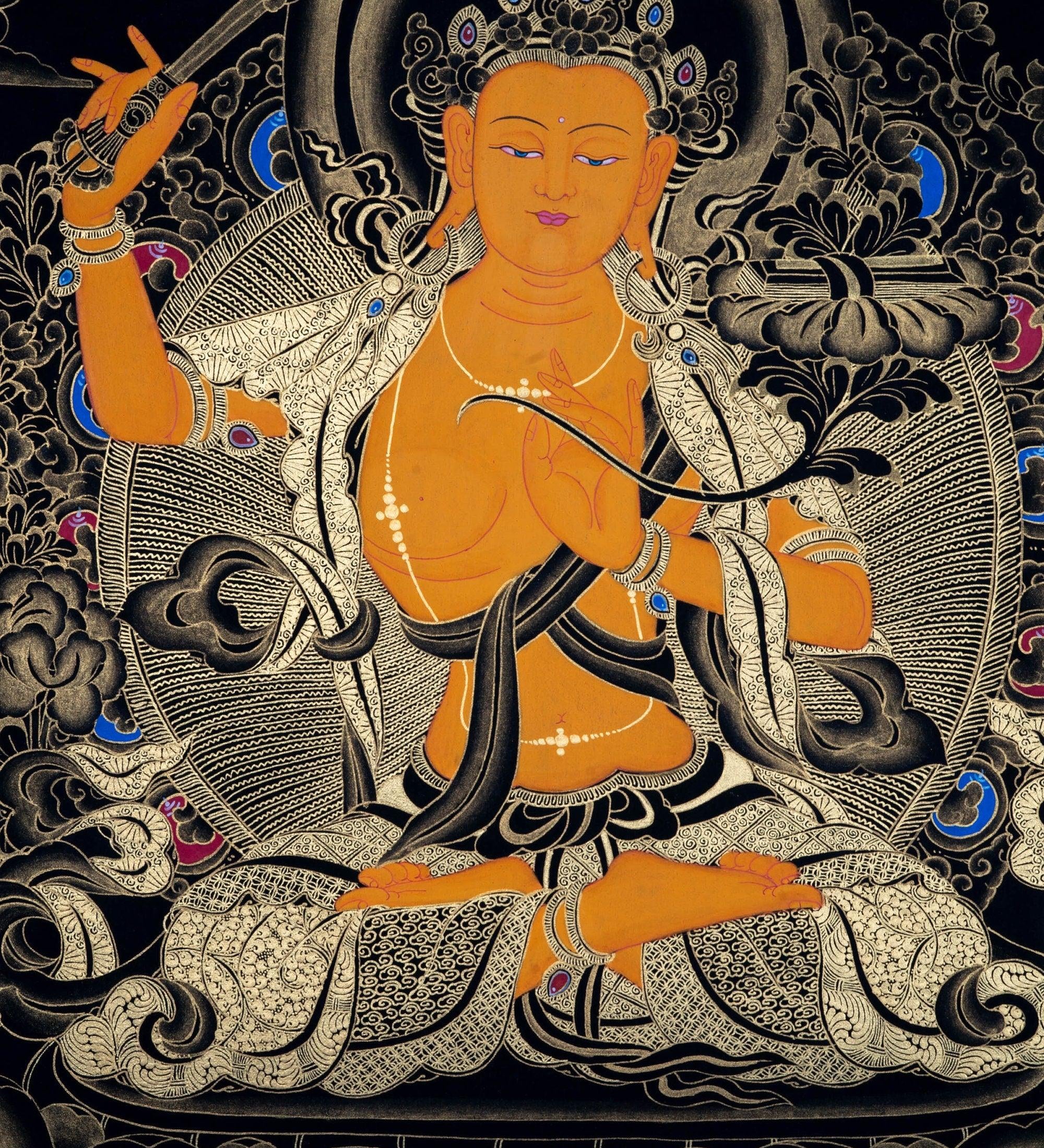Sword of Wisdom - Manjushri Thangka Painting
