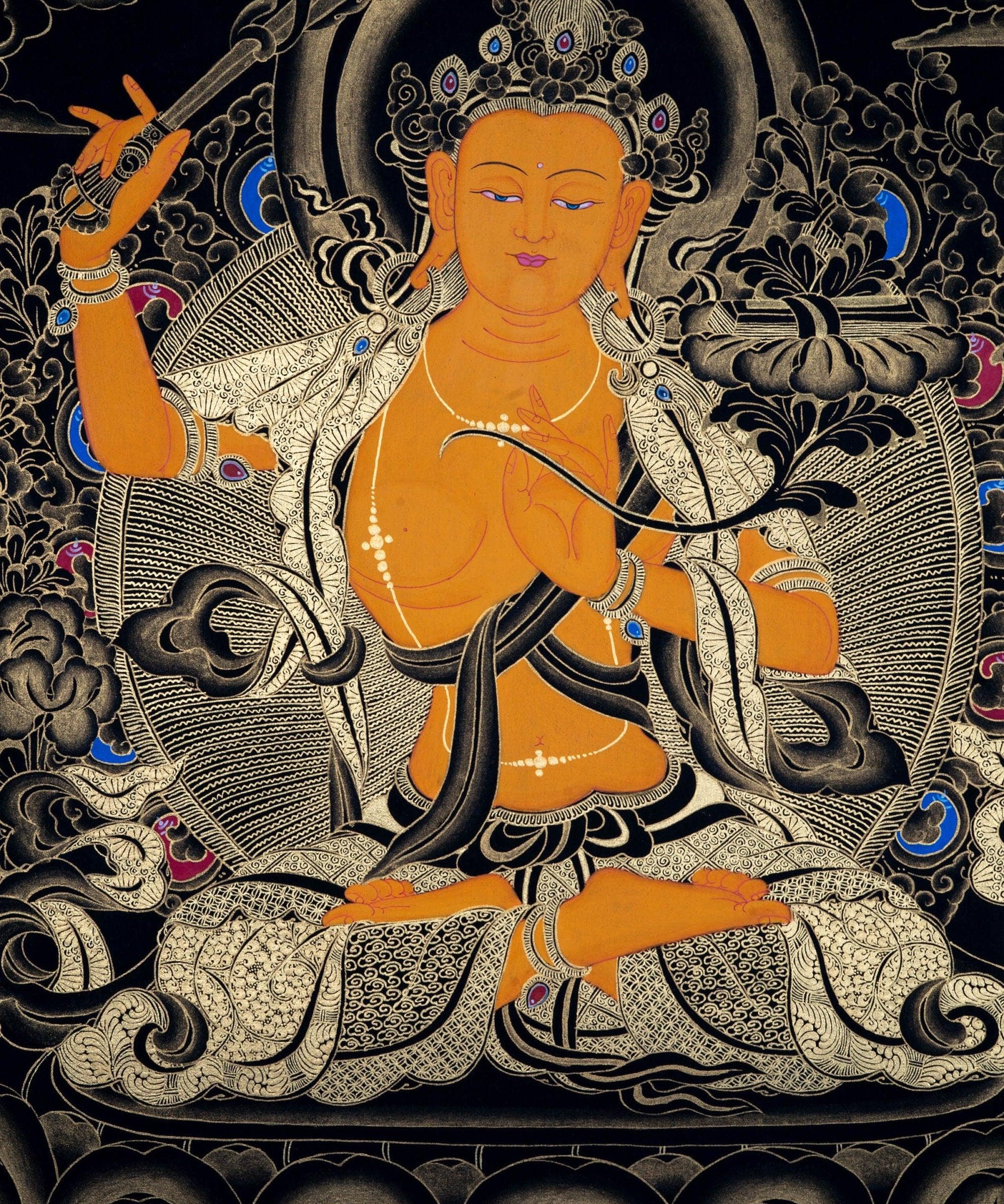 Sword of Wisdom - Manjushri Thangka Painting