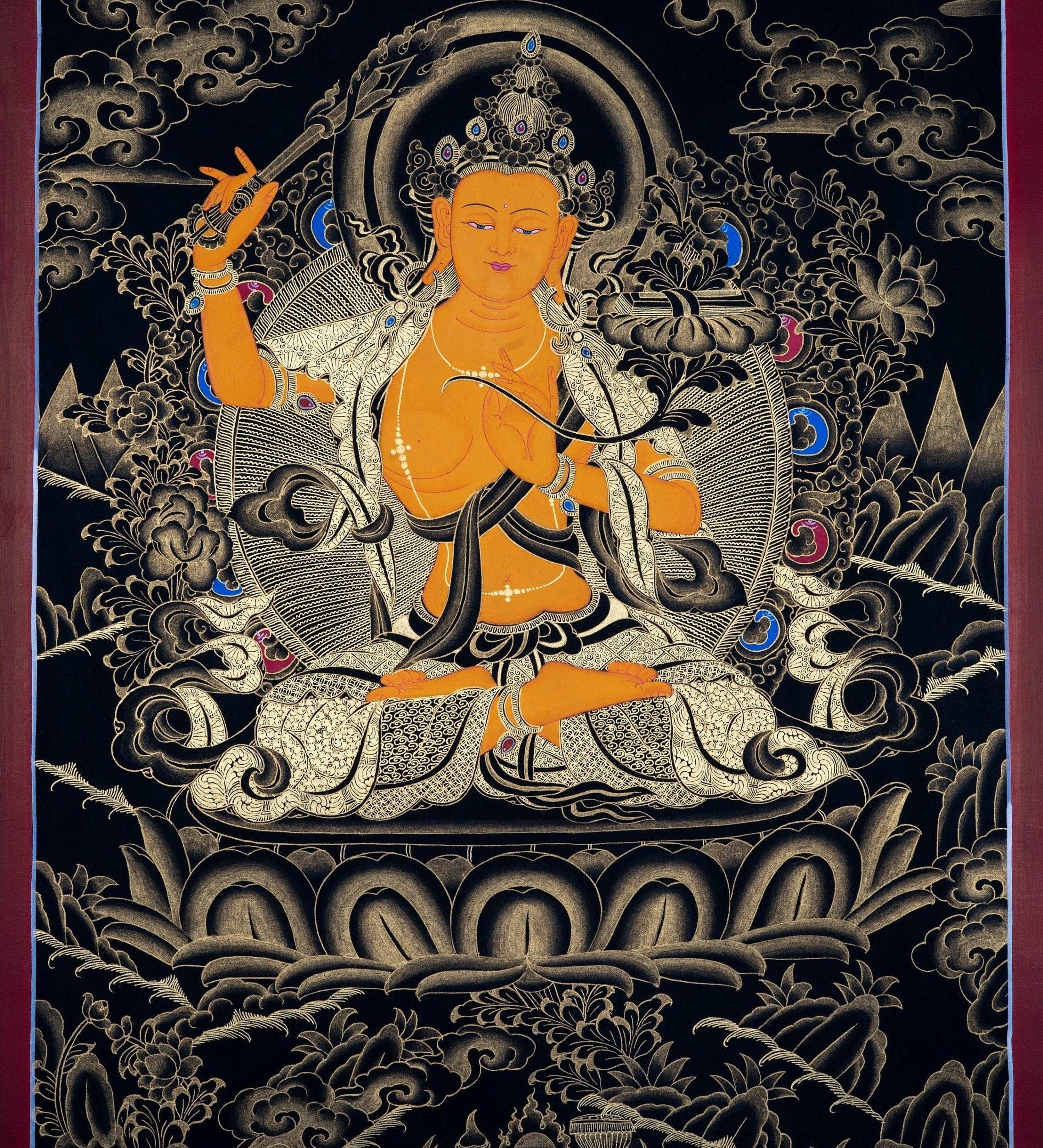 Sword of Wisdom - Manjushri Thangka Painting