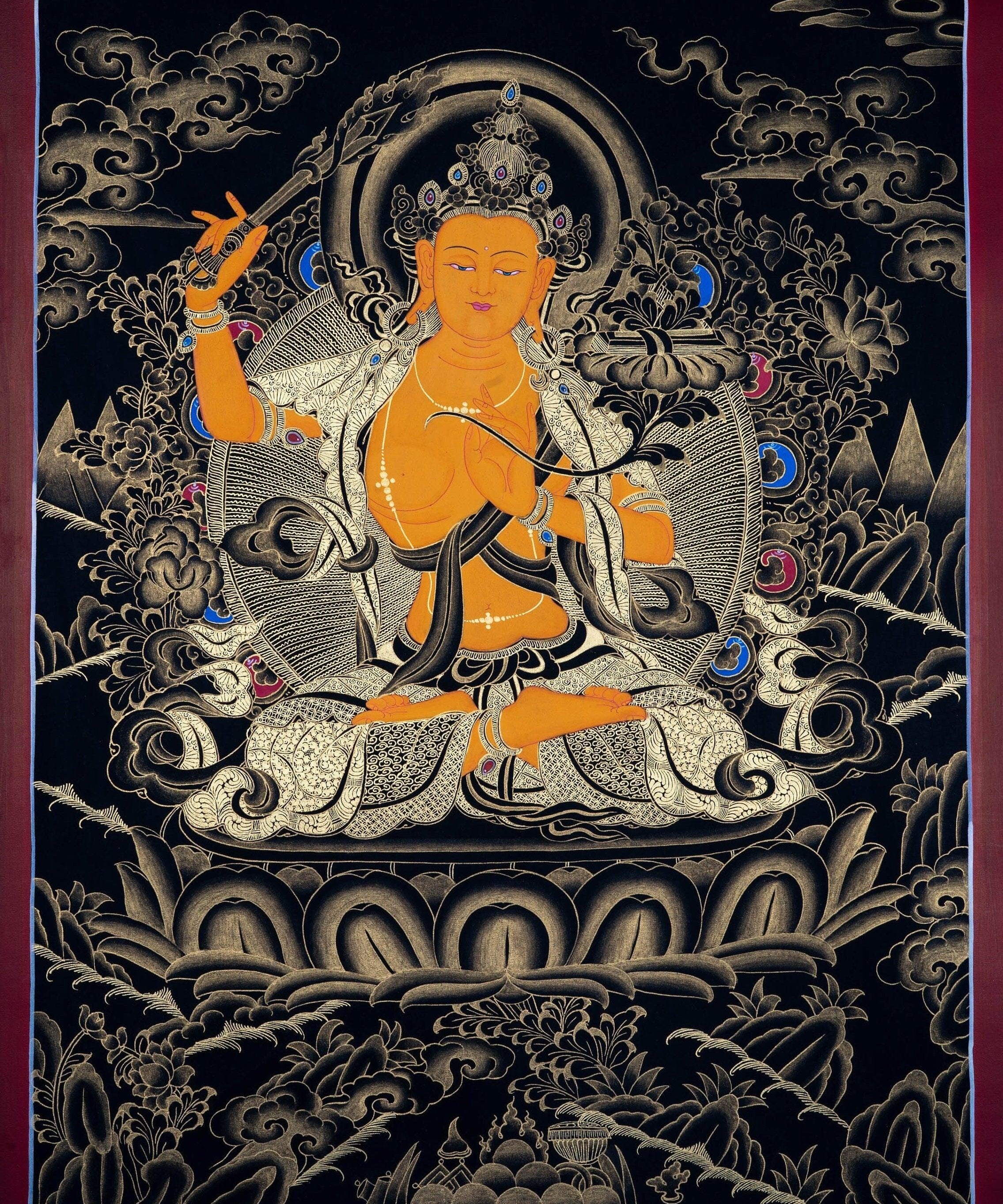 Sword of Wisdom - Manjushri Thangka Painting