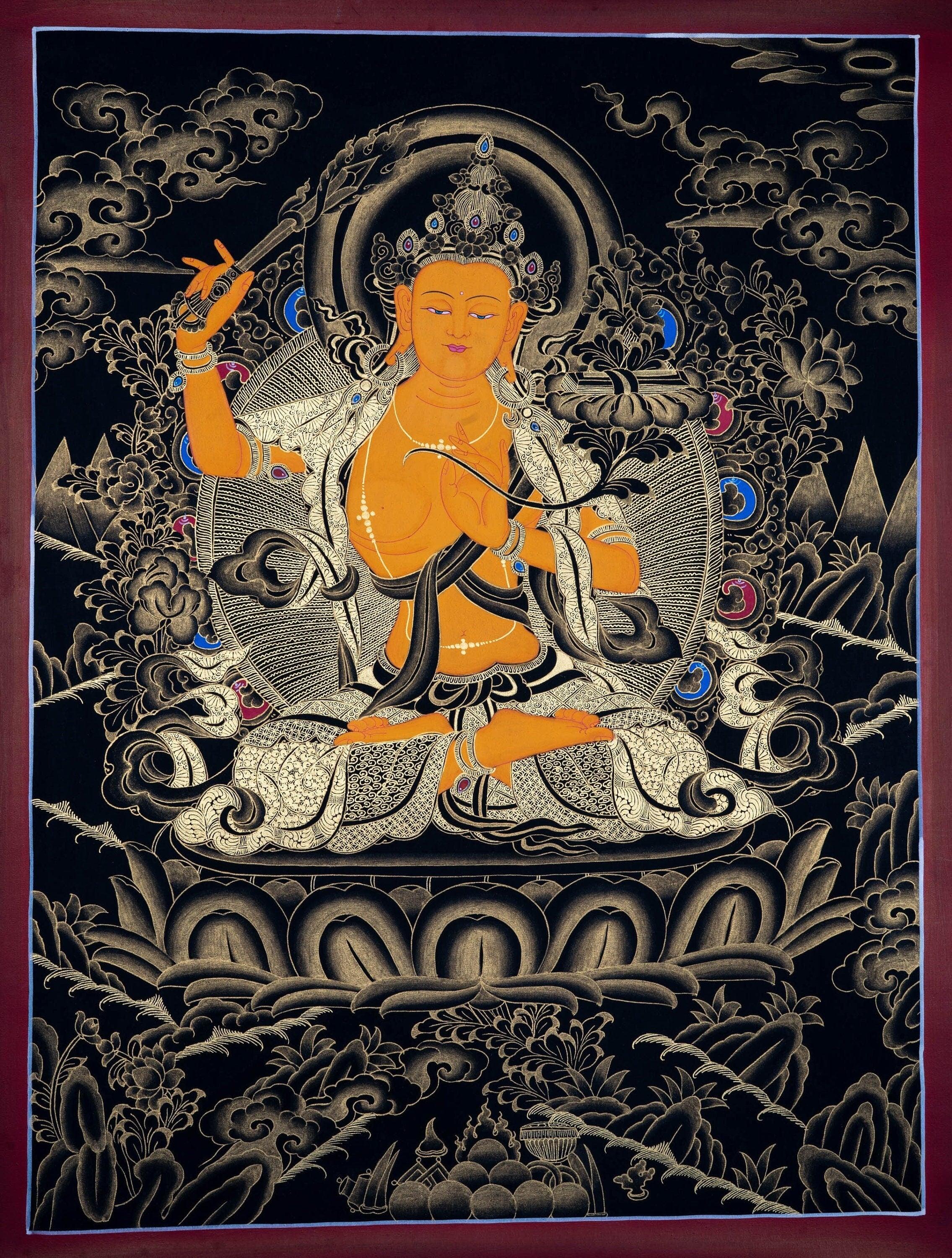 Sword of Wisdom - Manjushri Thangka Painting