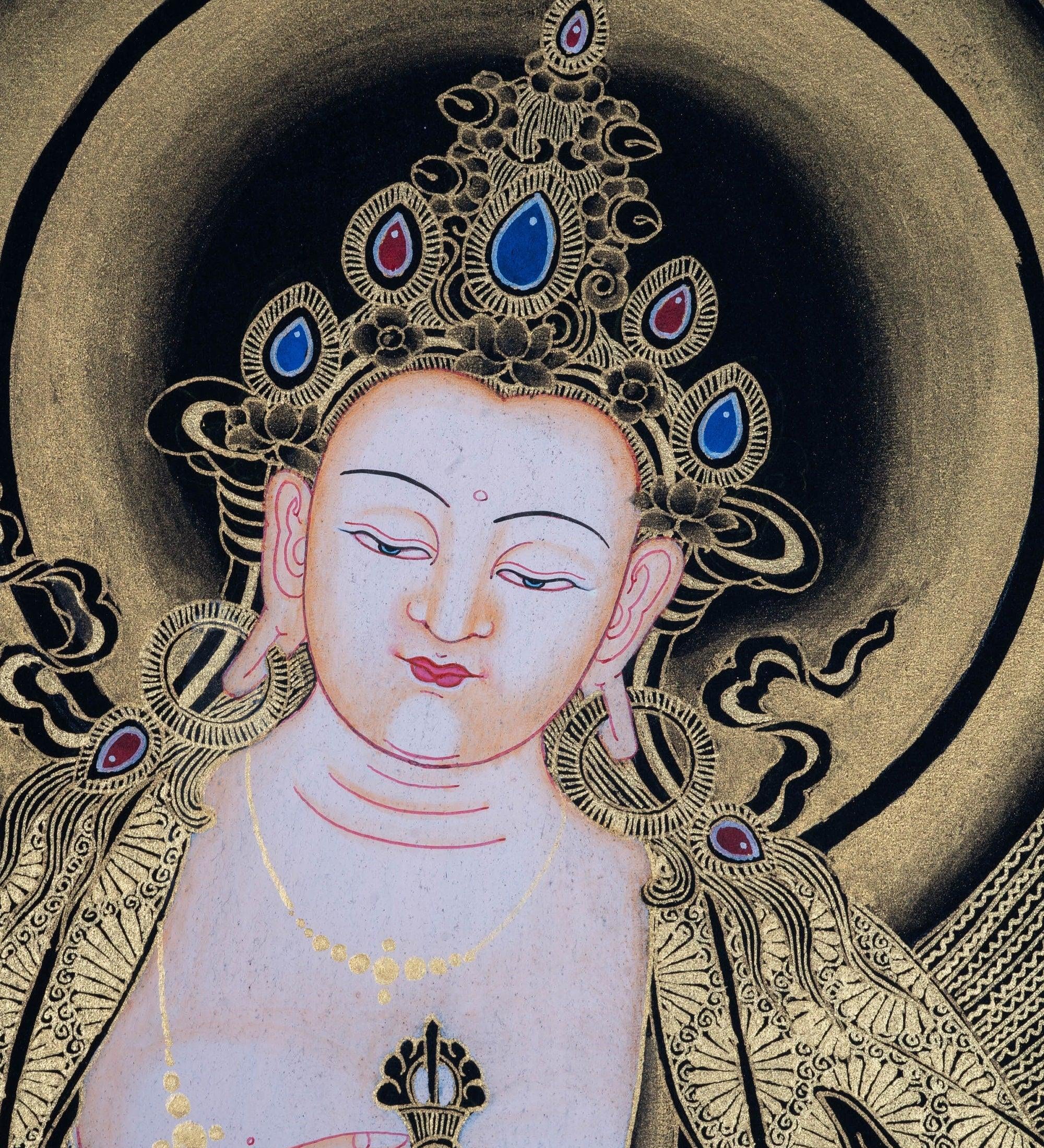 Vajrasattva Thangka Art on Cotton Canvas