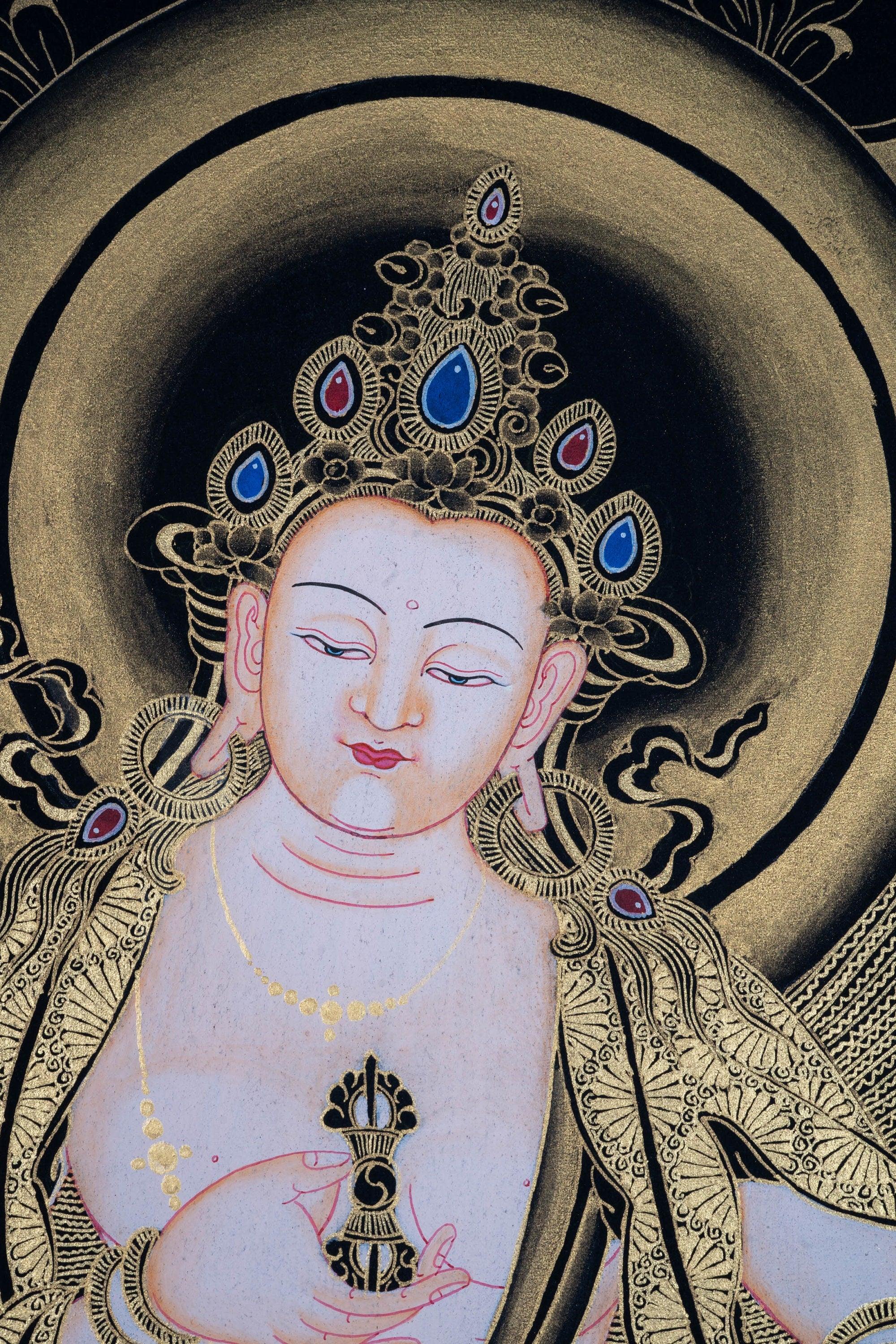 Vajrasattva Thangka Art on Cotton Canvas