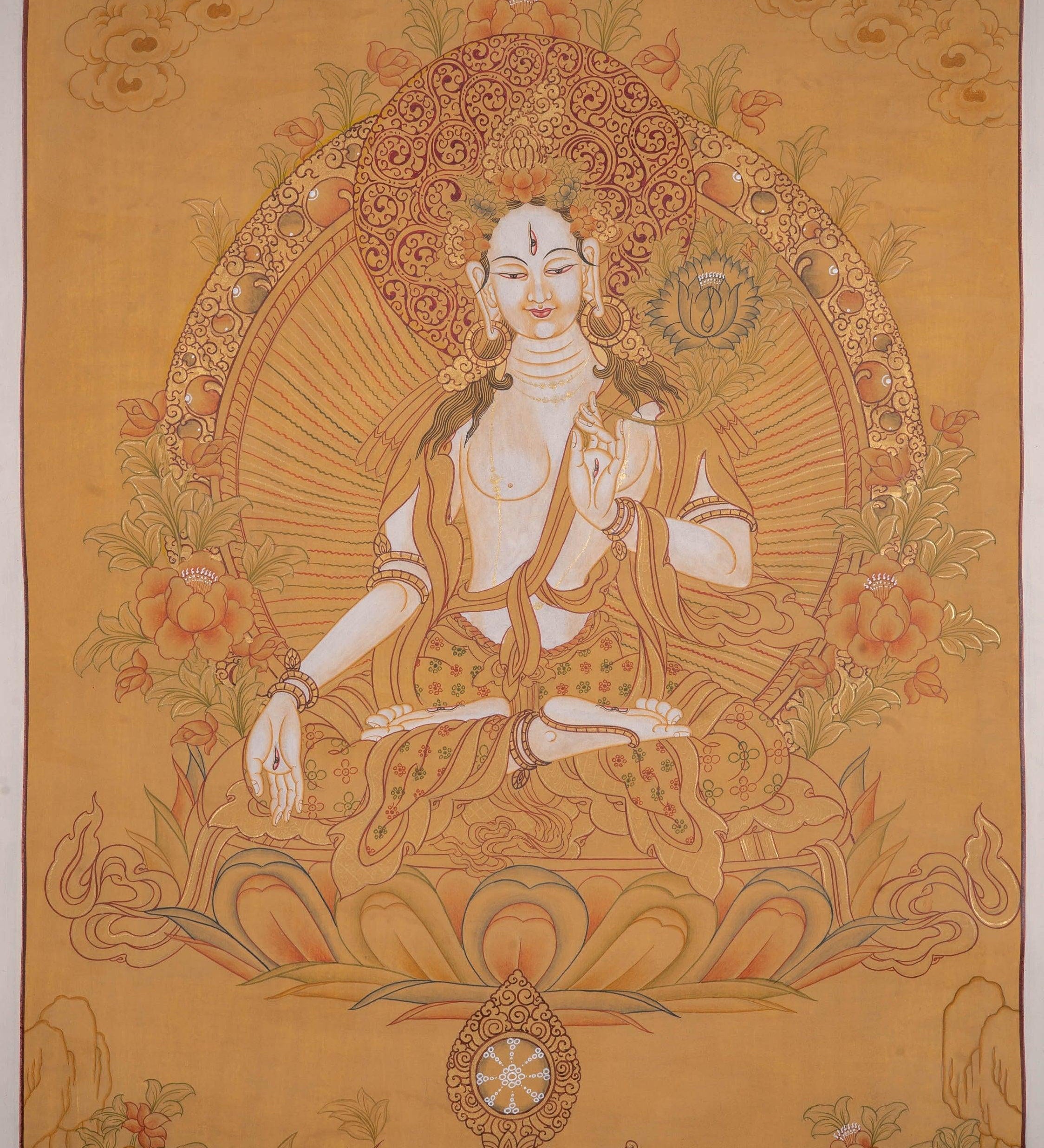 White Tara Tibetan Thangka Art