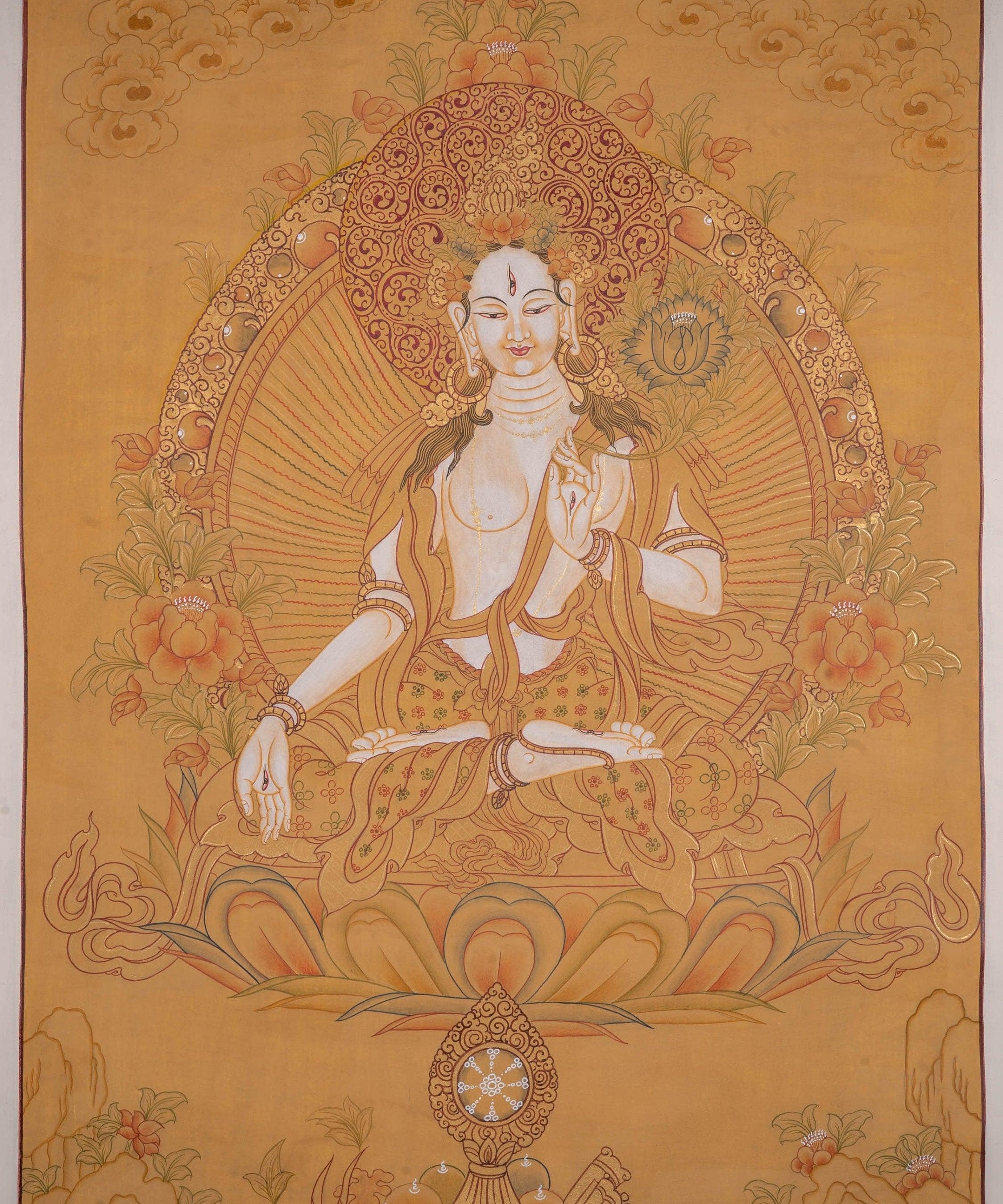 White Tara Tibetan Thangka Art