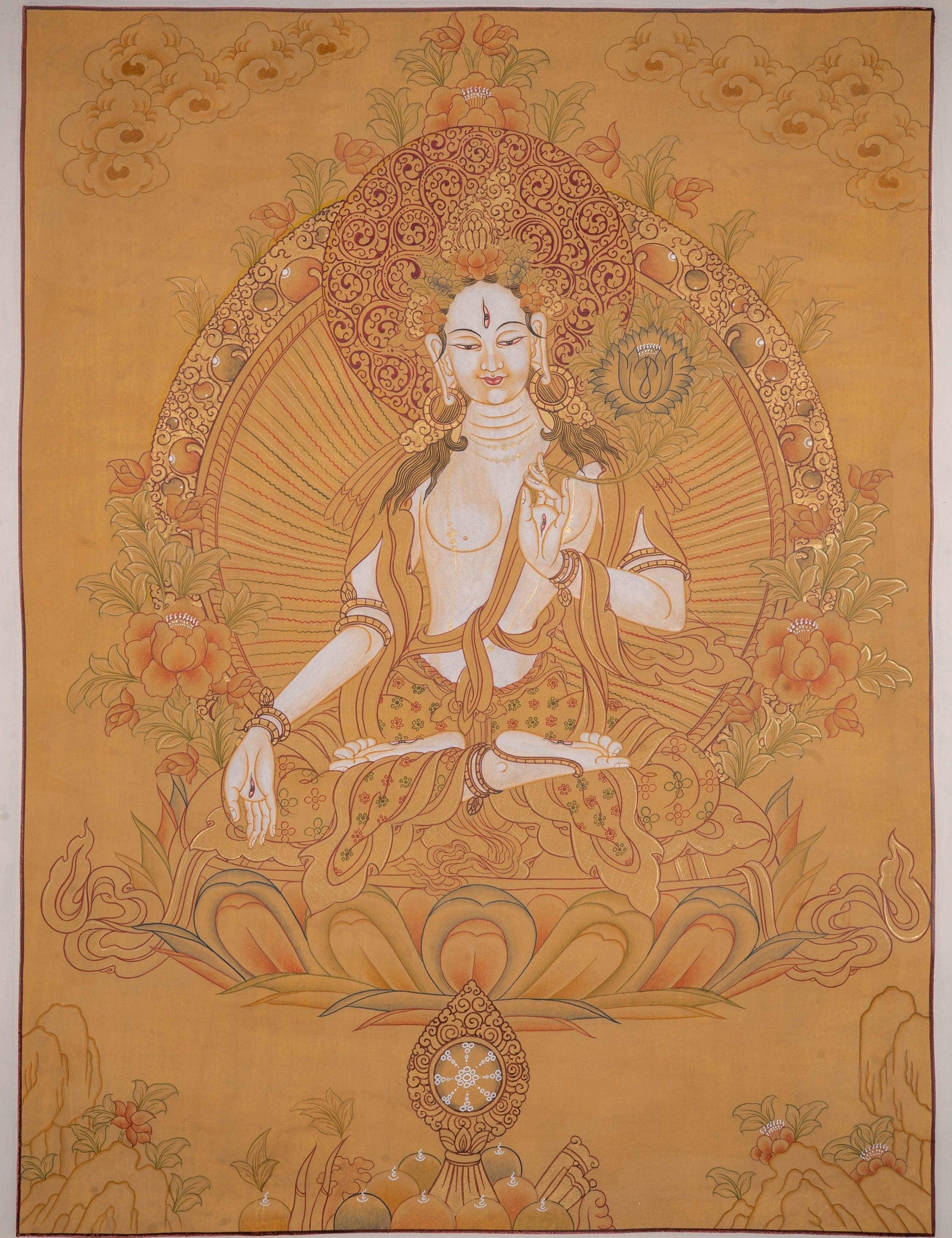 White Tara Tibetan Thangka Art