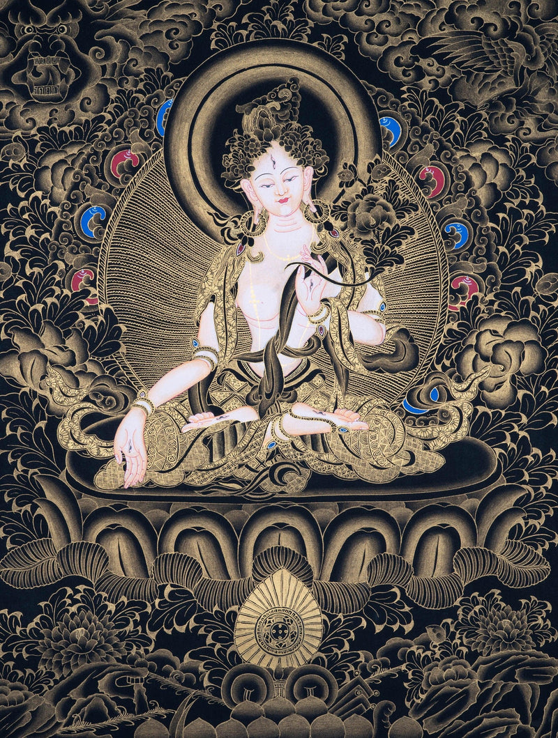 Seven Eyes Bodhisattva Painting of White Tara Thangka