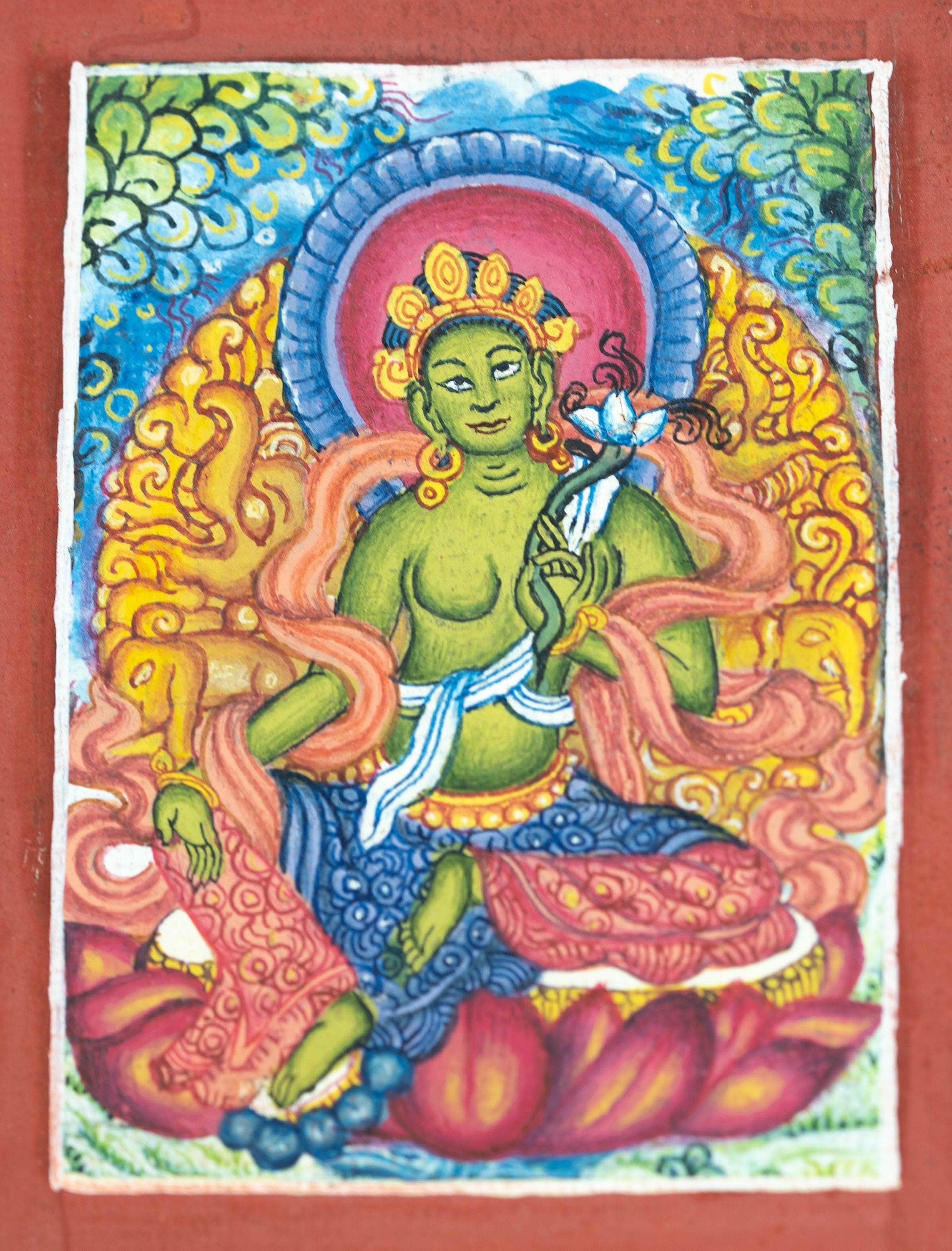 Green Tara Thangka - Ghau Thangka - Himalayas Shop