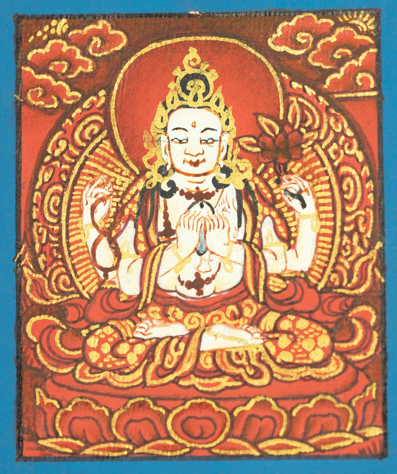 Chengresi Bodhisattva Ghau Thangka - Himalayas Shop