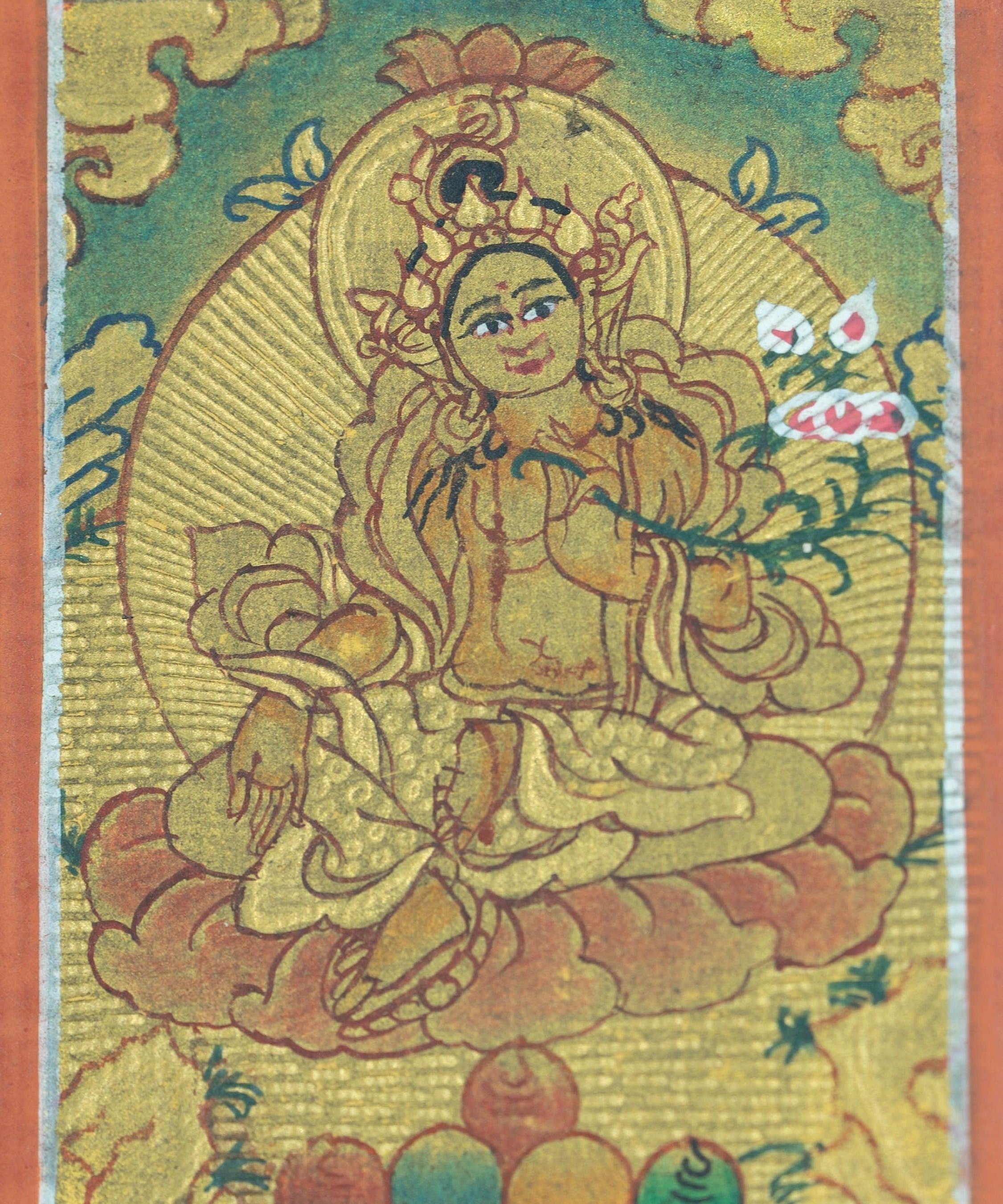 Green Tara ( Deity of Compassion ) Ghau Thangka - Himalayas Shop