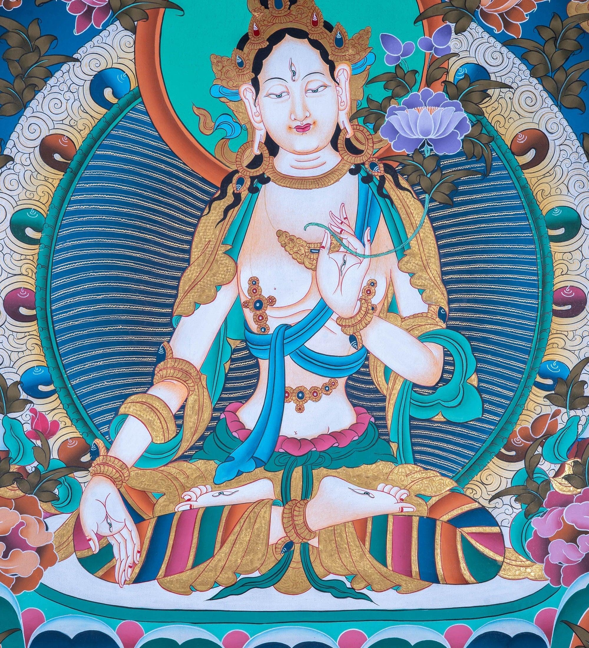 White Tara Thangka - Himalayas Shop