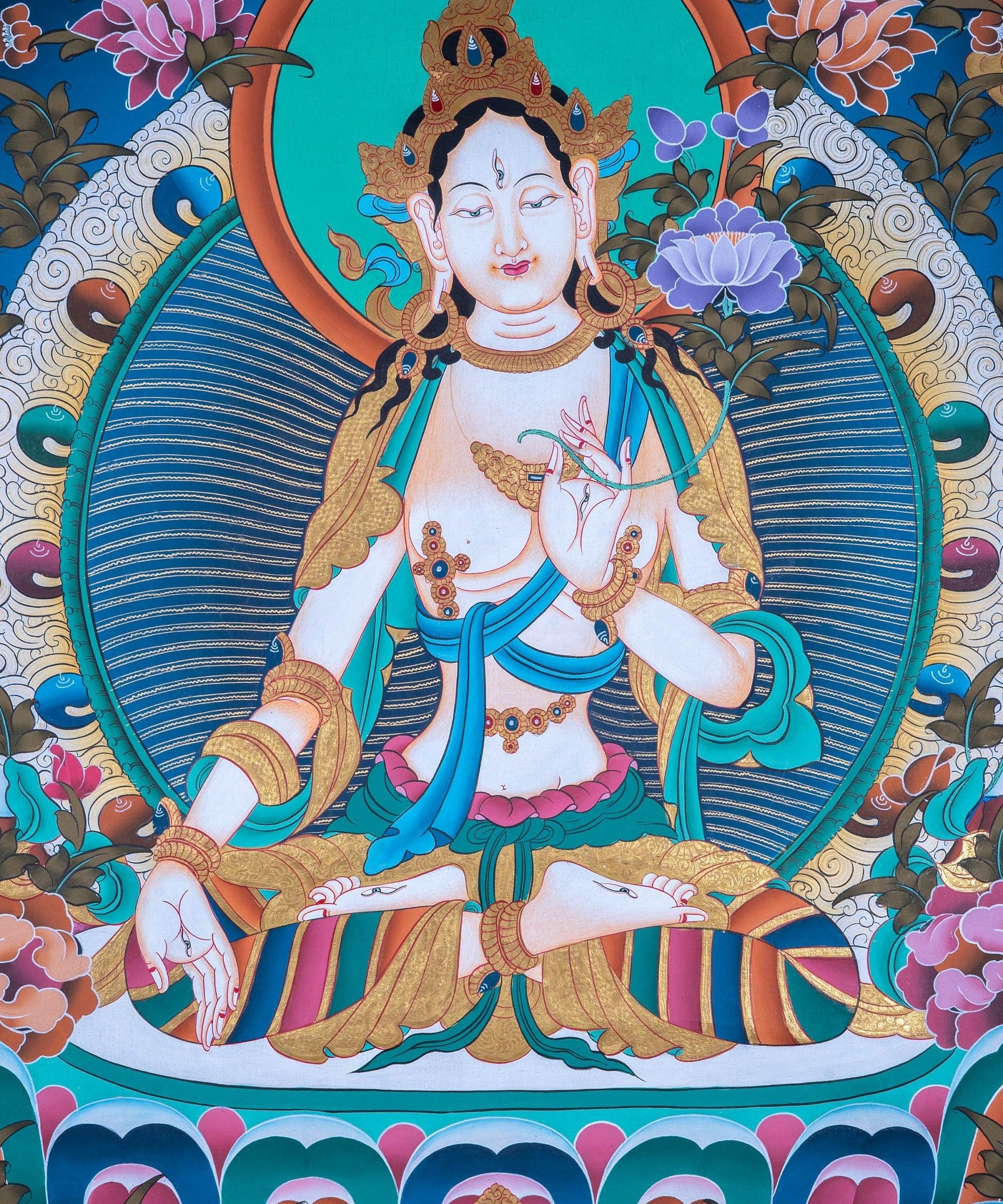 White Tara Thangka - Himalayas Shop