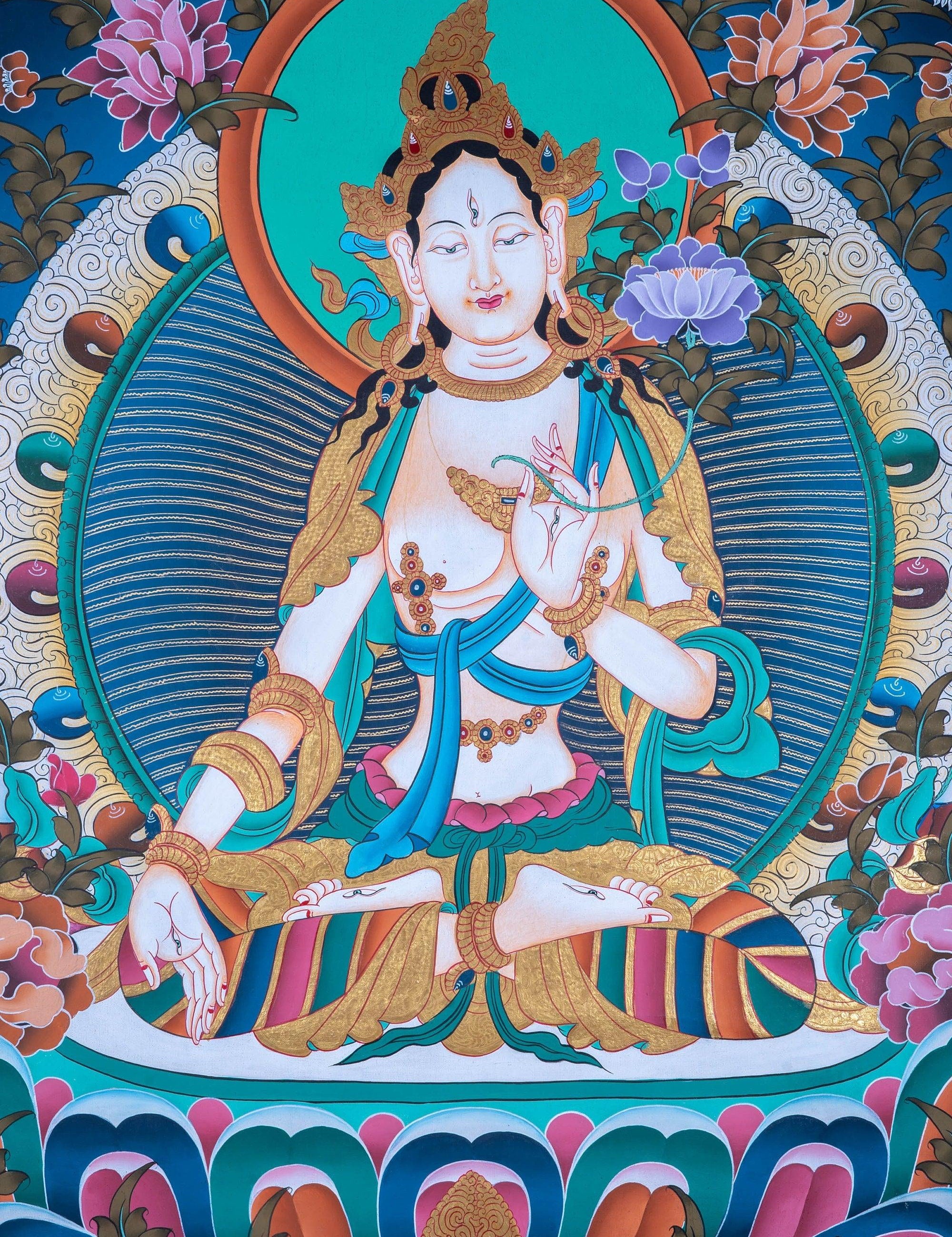 White Tara Thangka - Himalayas Shop