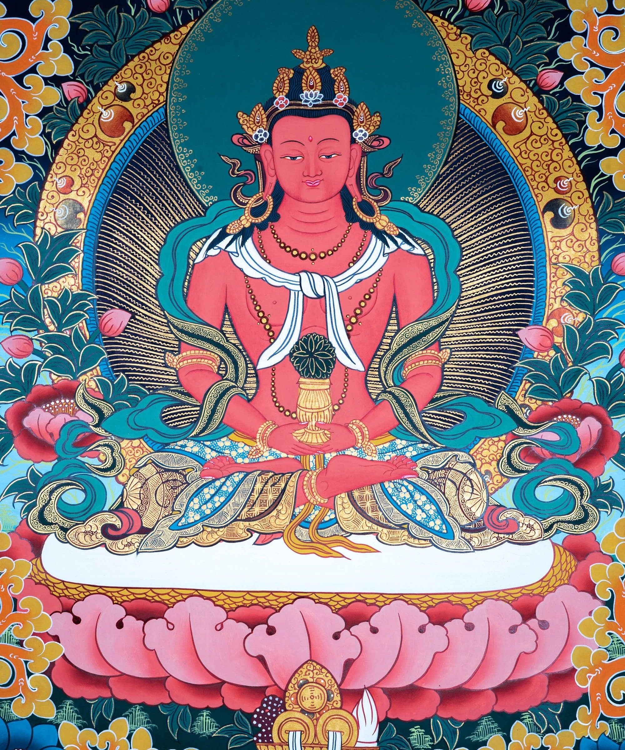 Amitayus Buddha also know as Red Buddha Thangka painting
