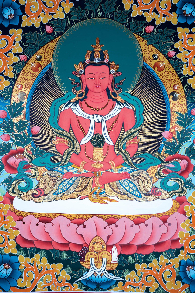 Amitayus Buddha also know as Red Buddha Thangka painting