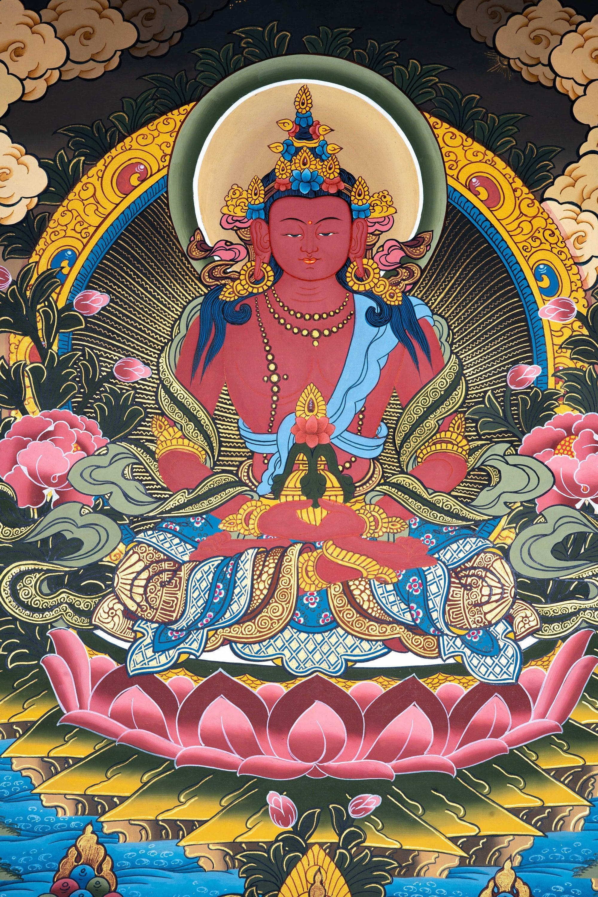 Amitabha Red Buddha of long life thangka painting