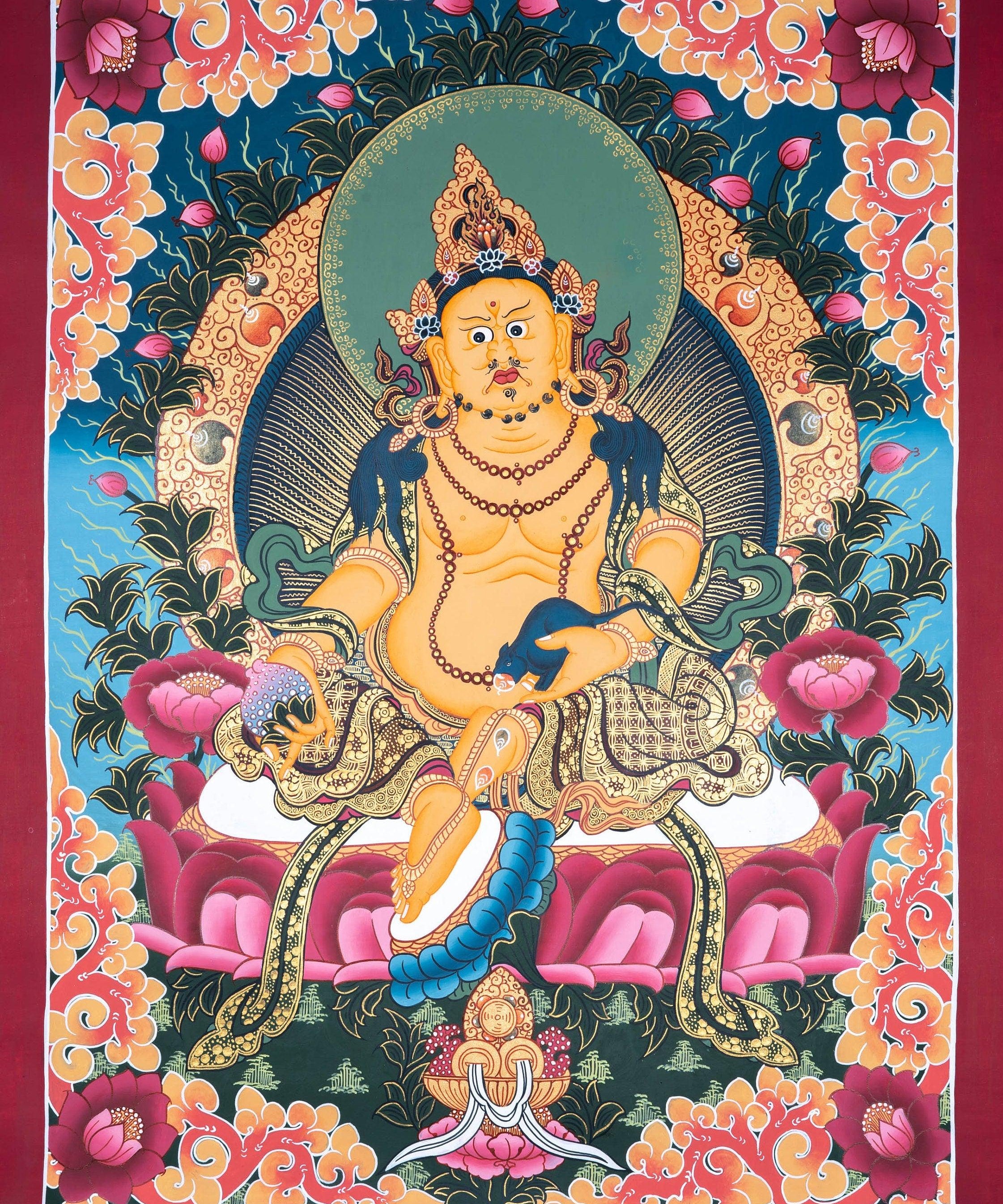 Zambala the god of wealth and fortune thangka painting