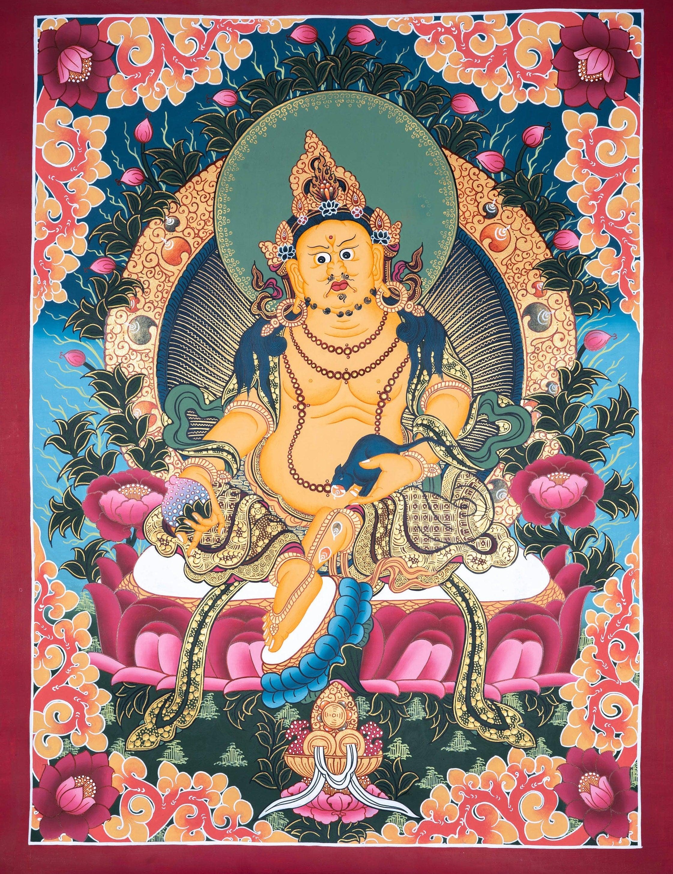 Zambala the god of wealth and fortune thangka painting
