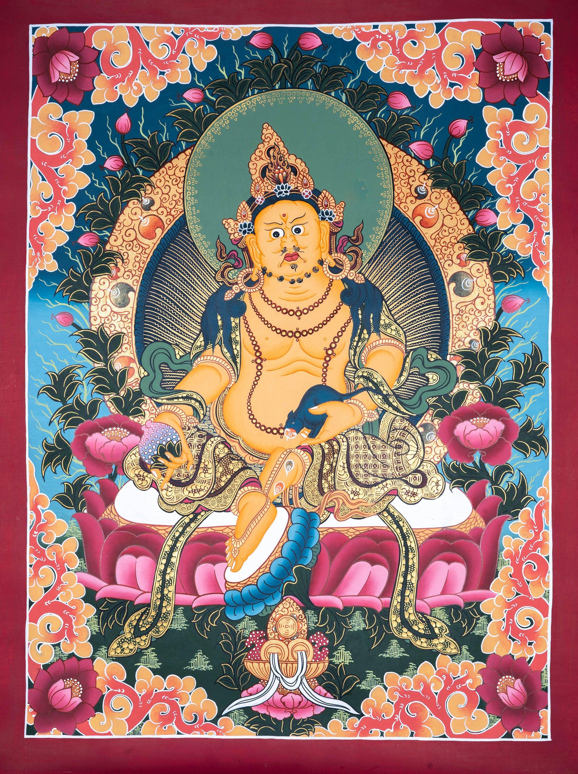 Zambala the god of wealth and fortune thangka painting