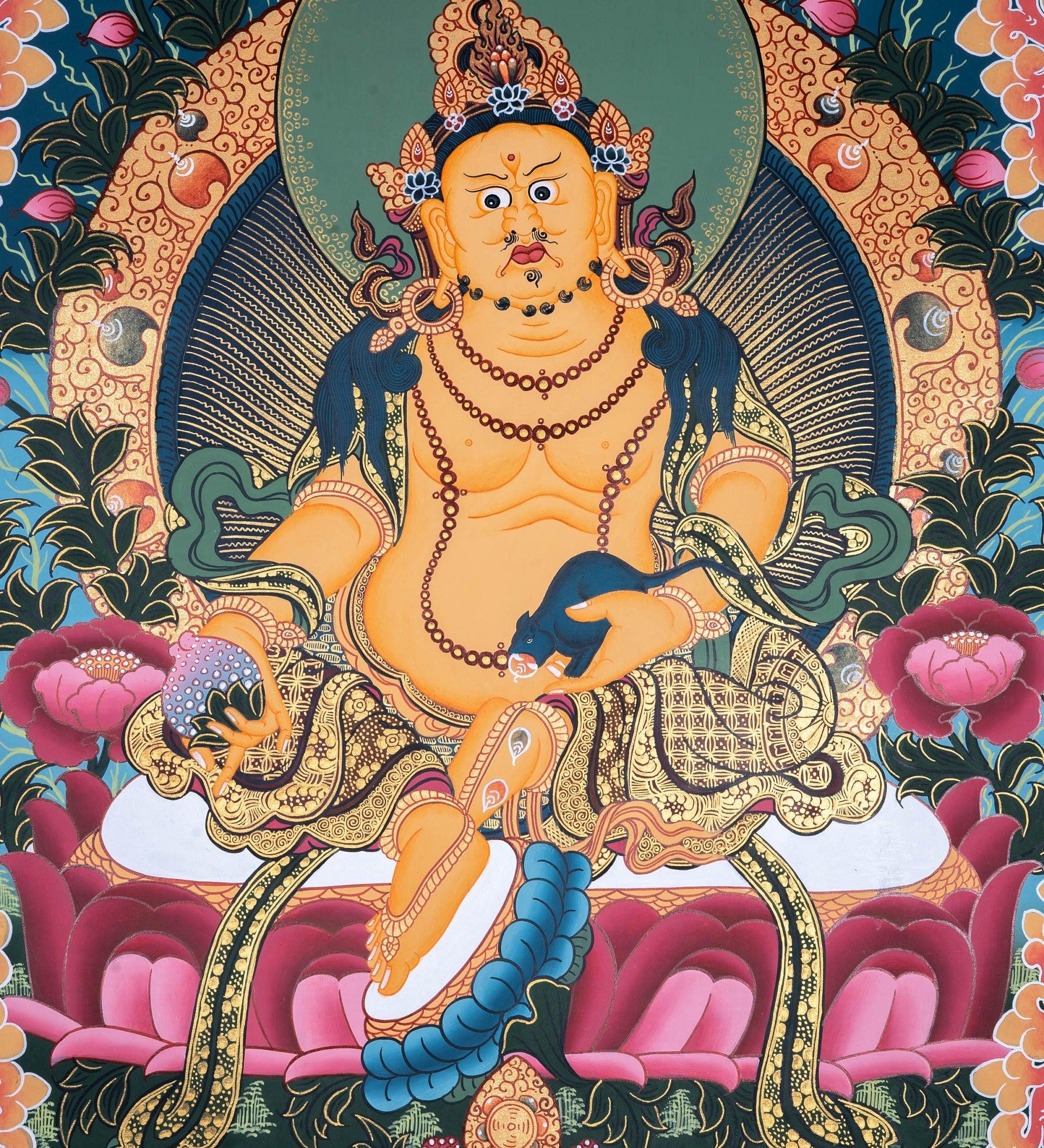 Zambala the god of wealth and fortune thangka painting