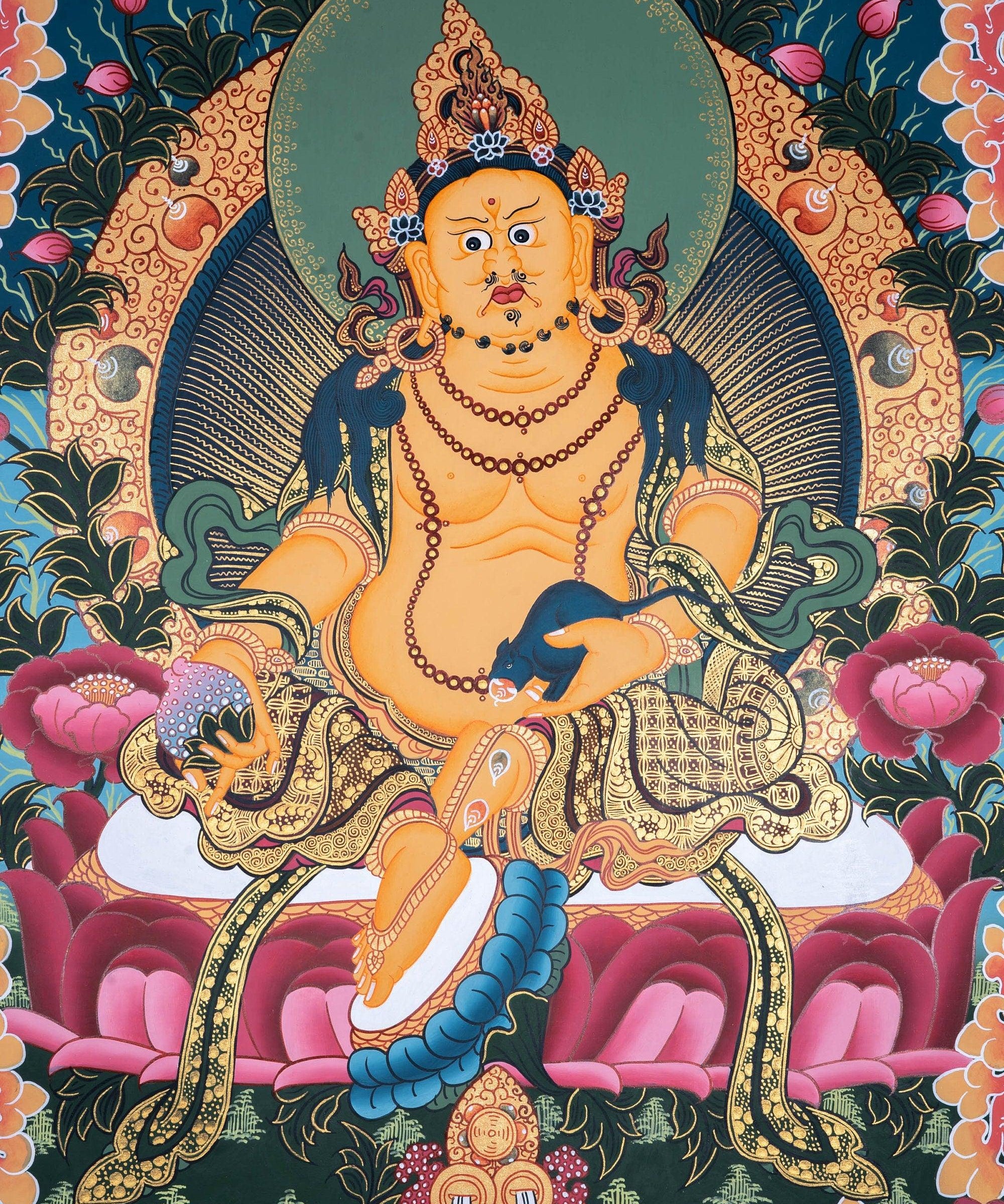 Zambala the god of wealth and fortune thangka painting
