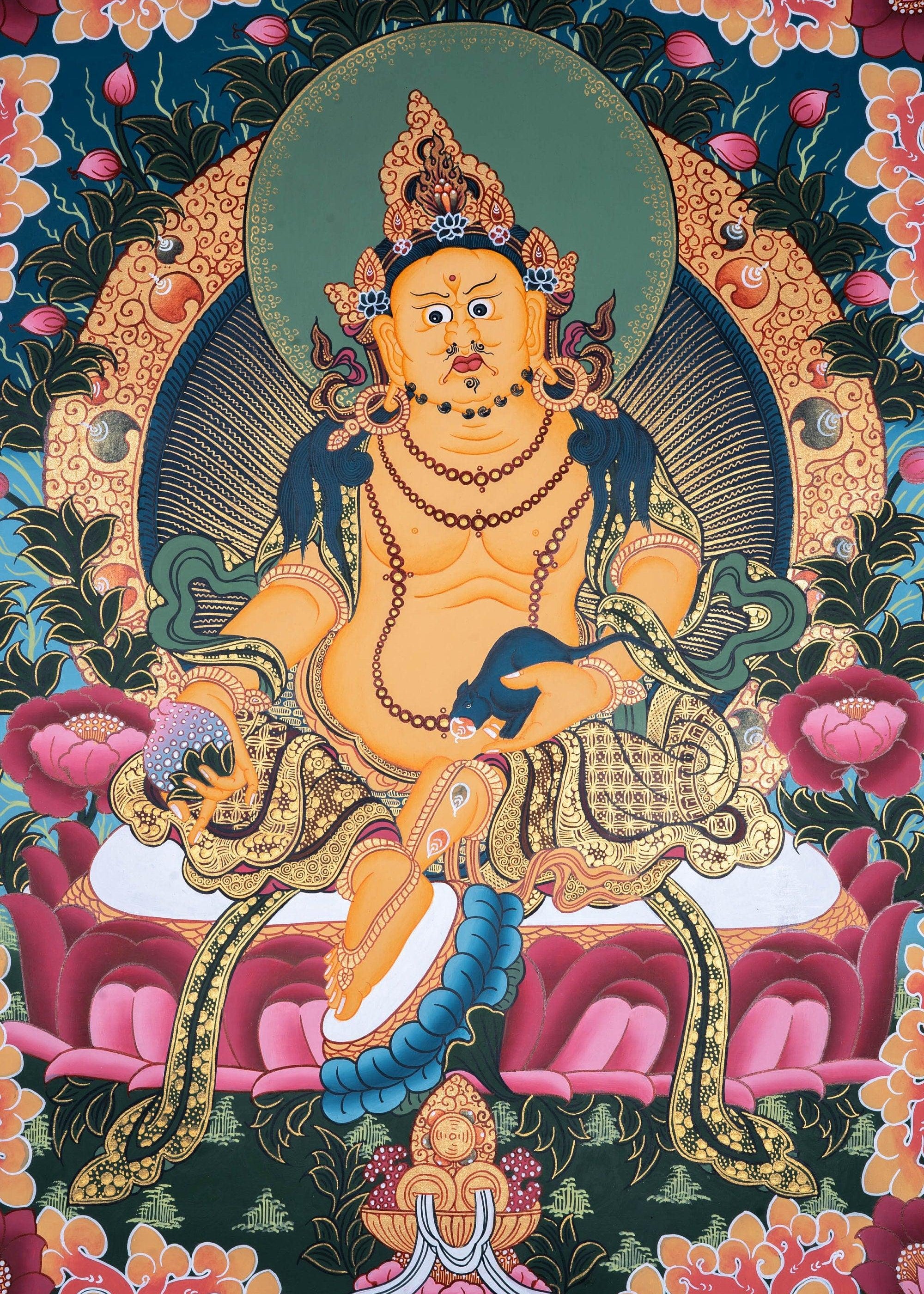 Zambala the god of wealth and fortune thangka painting